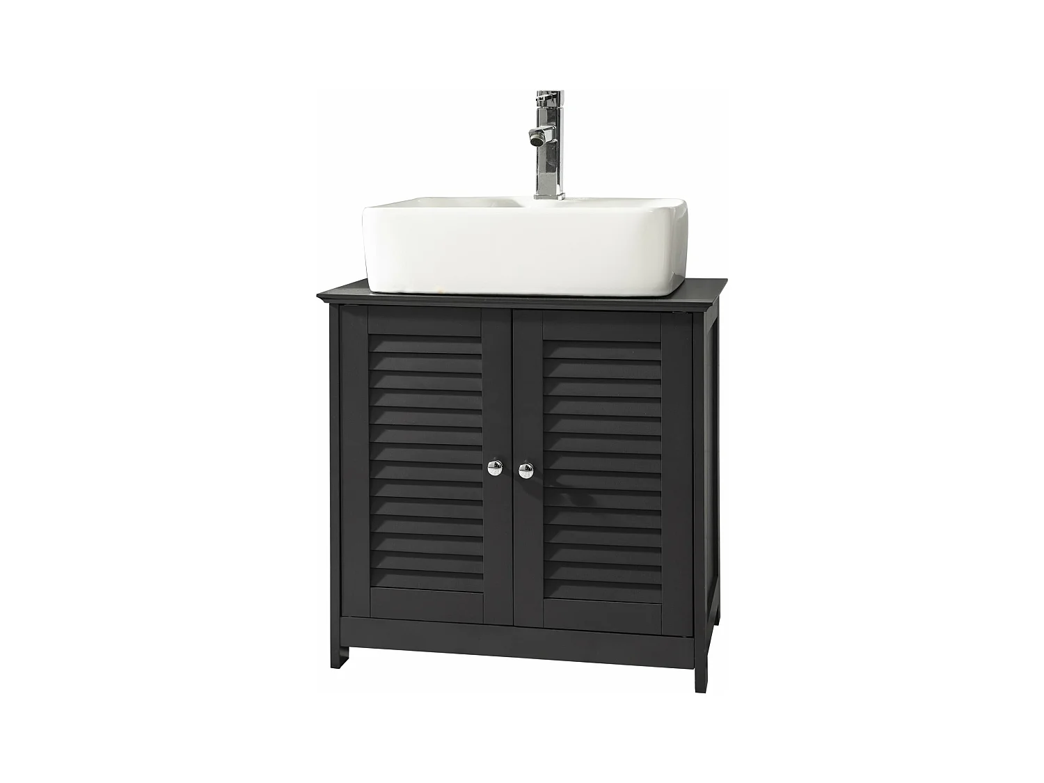 Meuble sous-Lavabo Meuble de Salle de Bain Vasque - 2 Portes et 2 étages à l’intérieur, FRG237-DG