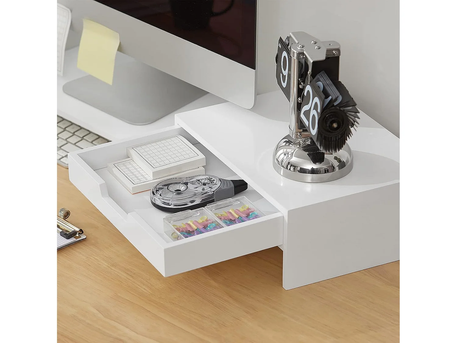 SoBuy BBF04-W Design Monitorverhoging voor 2 monitoren Monitorstandaard Schermstandaard Notebookstandaard