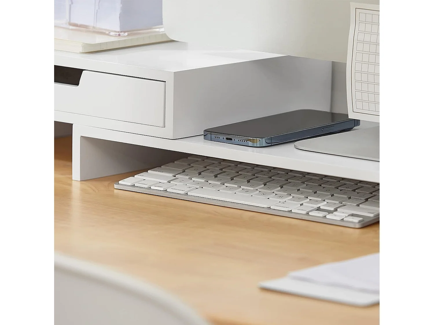 SoBuy BBF04-W Design Monitorverhoging voor 2 monitoren Monitorstandaard Schermstandaard Notebookstandaard