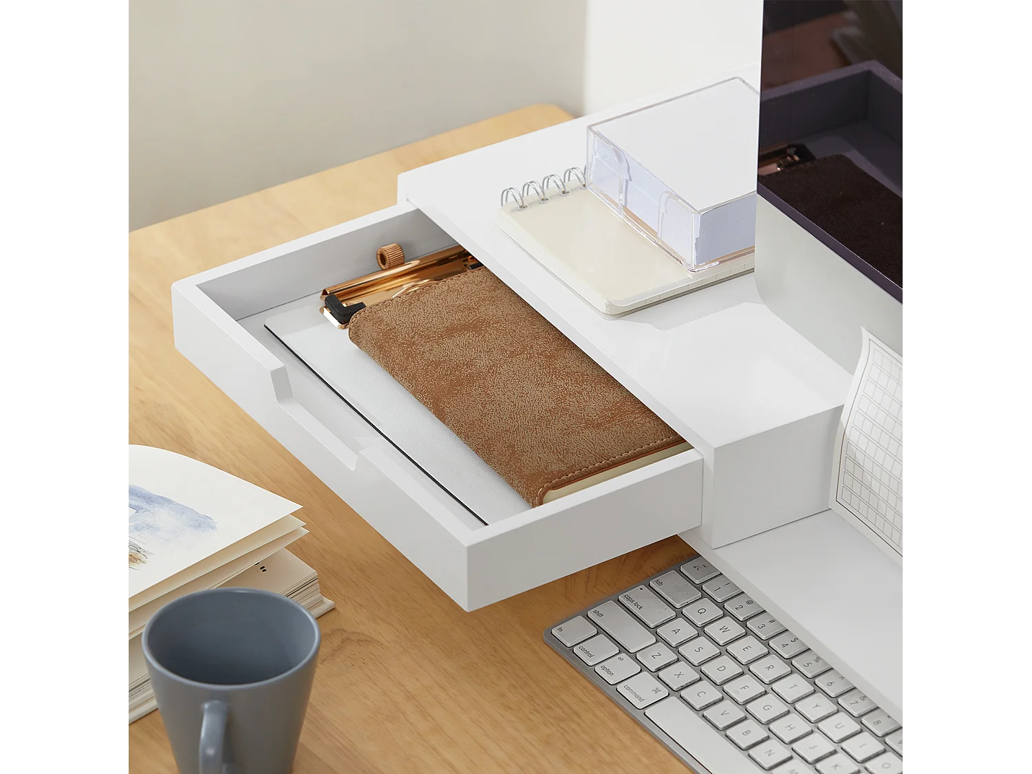 SoBuy BBF04-W Design Monitorverhoging voor 2 monitoren Monitorstandaard Schermstandaard Notebookstandaard