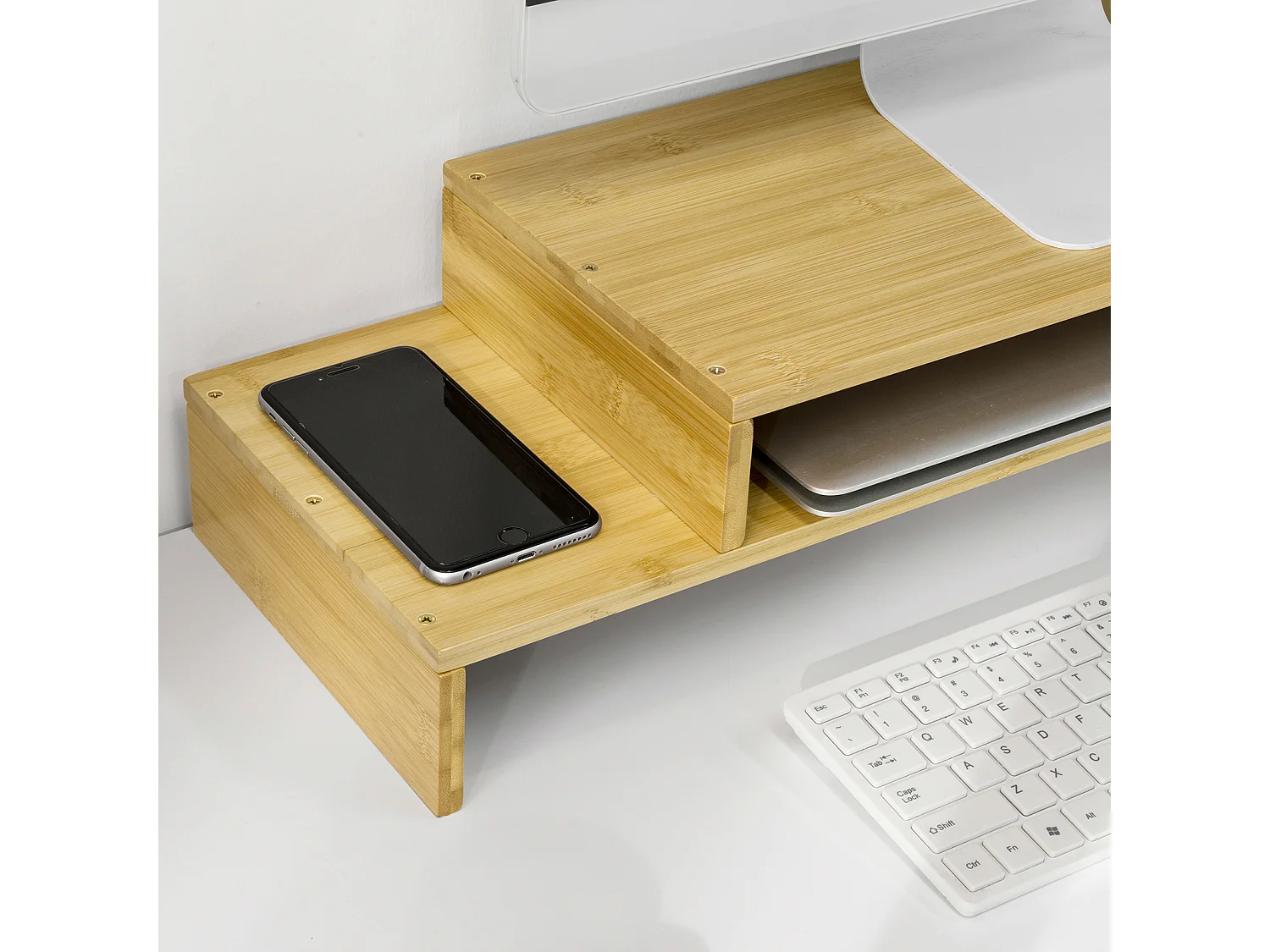 SoBuy Supporto Monitor pc da scrivania per 2 Monitors con Altezze Regolabili supporto monitor scrivania accessori scrivania BBF07-N