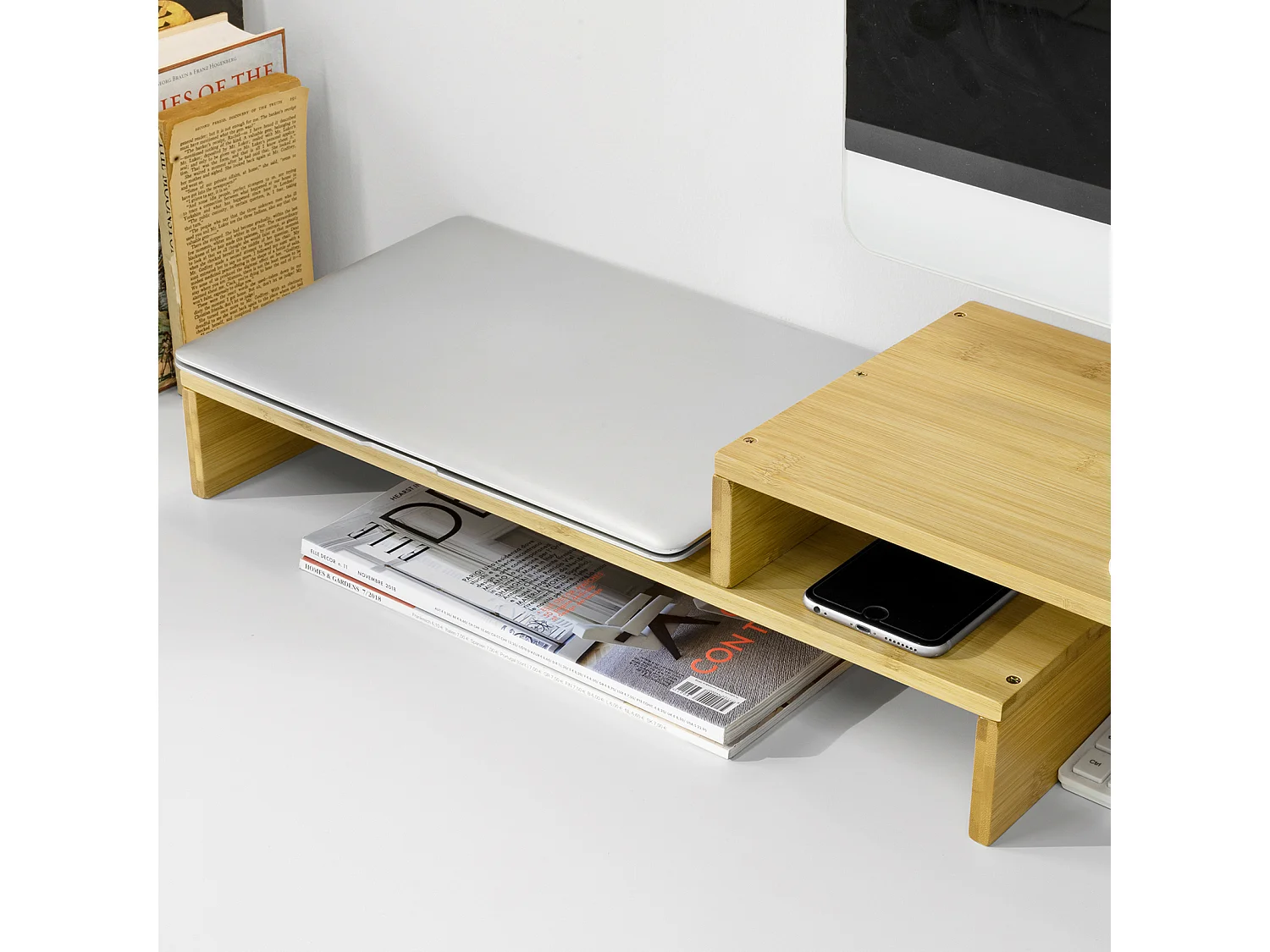 SoBuy Supporto Monitor pc da scrivania per 2 Monitors con Altezze Regolabili supporto monitor scrivania accessori scrivania BBF07-N