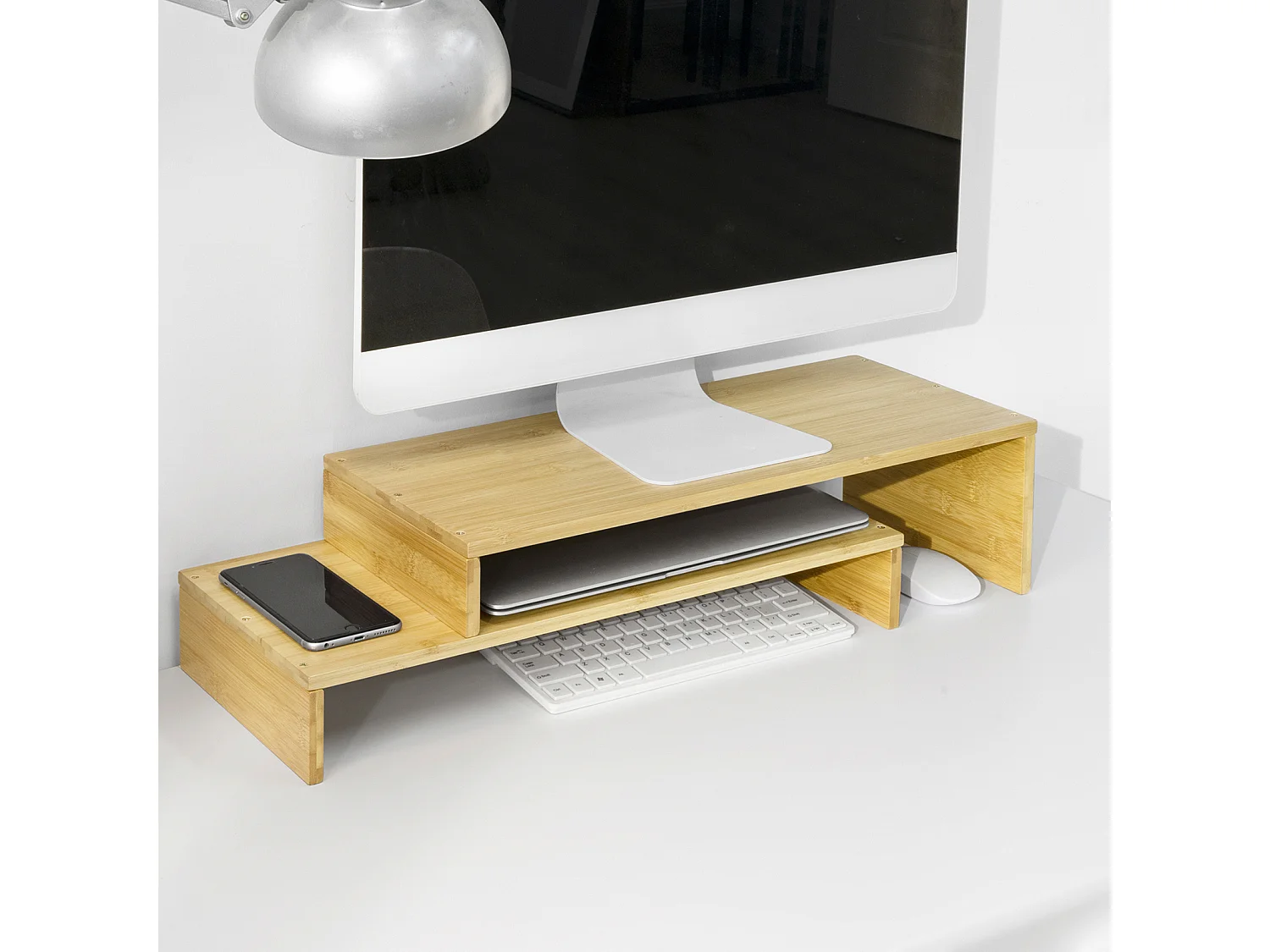 SoBuy Supporto Monitor pc da scrivania per 2 Monitors con Altezze Regolabili supporto monitor scrivania accessori scrivania BBF07-N