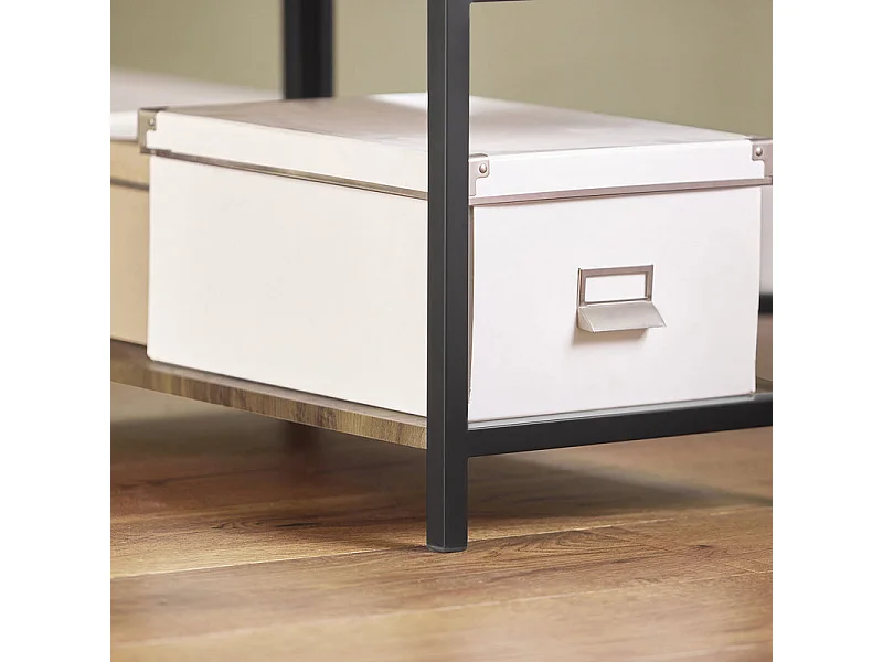 SoBuy FWT62-N klaptafel met 2 kleppen en 3 opslagplanken, Opvouwbare Keukentafel, Opklapbare Eettafel, Ruimtebesparend