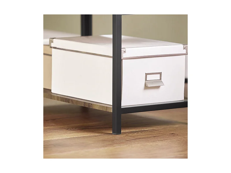 Table Pliante avec 2 Abattants et 3 étagères de Rangement, Table de Cuisine Rabattable, FWT62-N