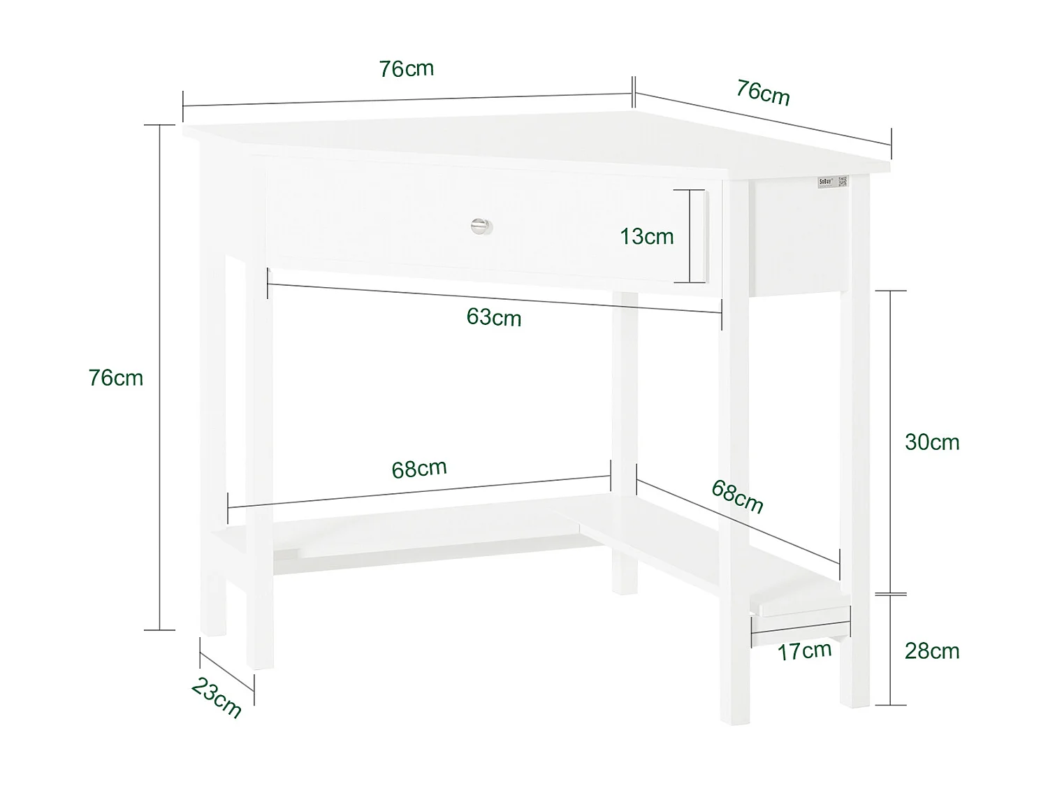 Table Bureau d'Angle Bureau informatique Secrétaire avec Tiroir Meuble Bas d'Entrée, FWT31-W