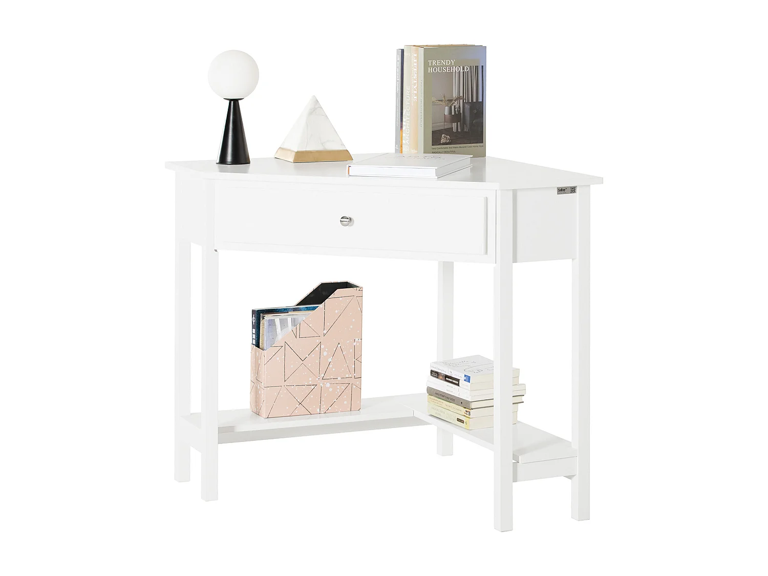 Mesa de Ordenador, Mesa de Escritorio con un Cajón, Triangular,Blanco,FWT31-W SoBuy ES