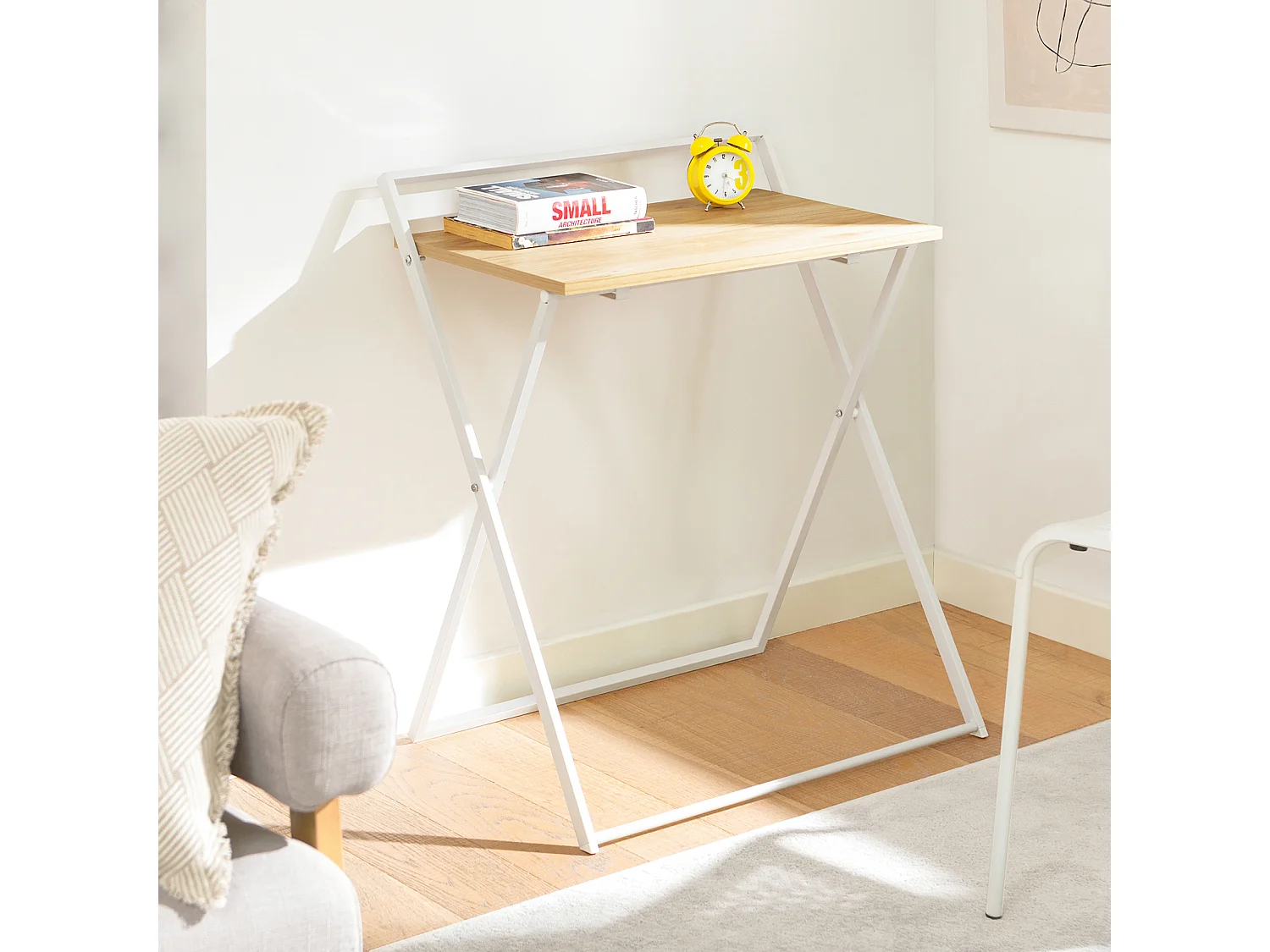 SoBuy Tavolino Pieghevole Tavoli Pieghevoli da Interno Tavolo Pieghevole Salvaspazio Scrivania Piccola Bianco FWT88-WN