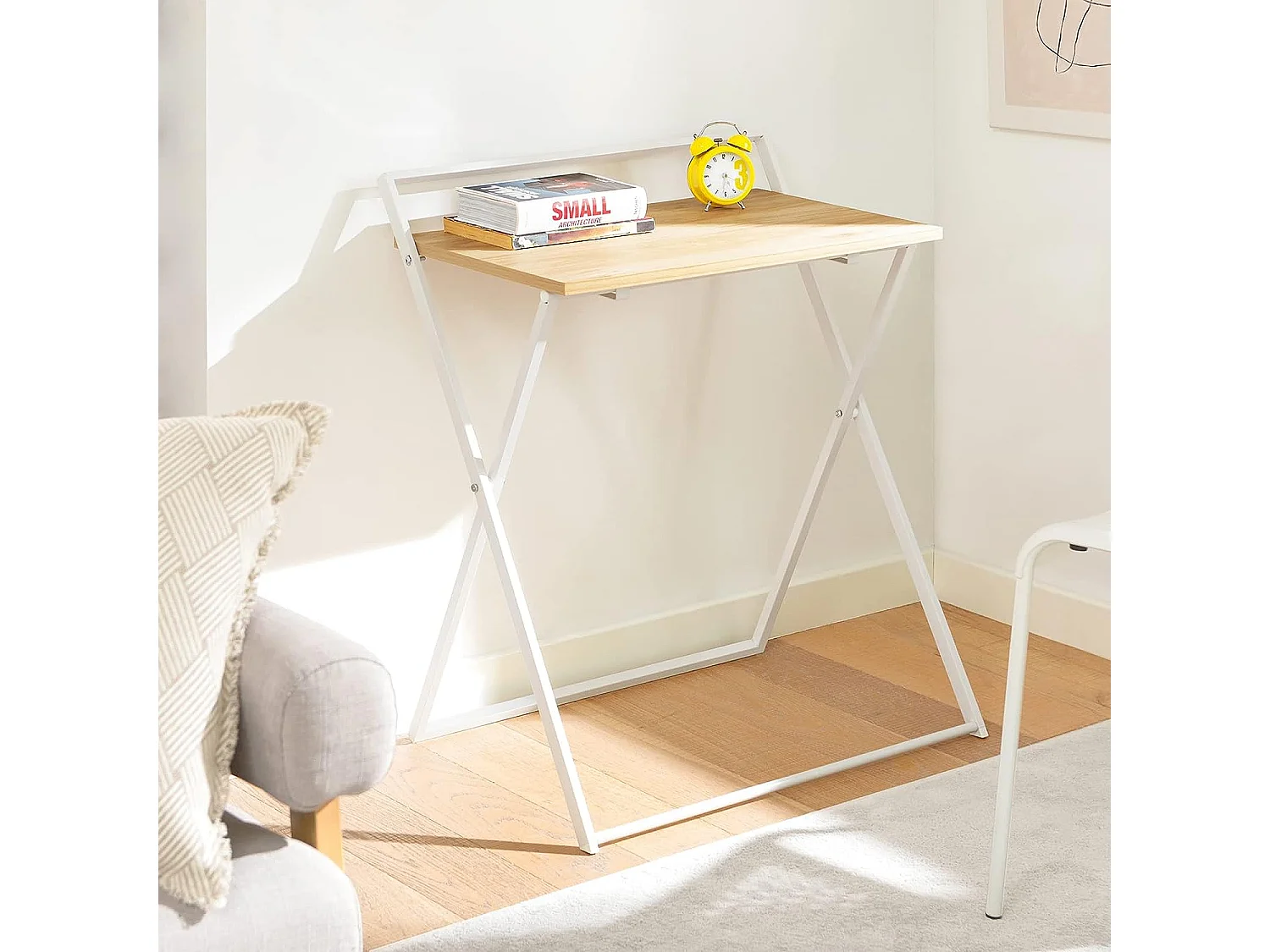 SoBuy FWT88-WN Opvouwbaar bureau voor kleine ruimte, computerbureau Studietafel Draagbaar thuisbureau, woonkamer