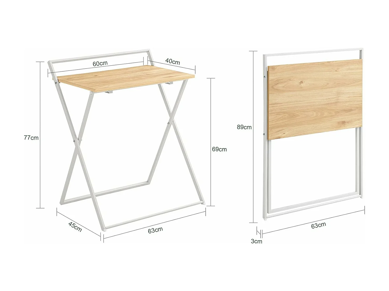 SoBuy FWT88-WN Opvouwbaar bureau voor kleine ruimte, computerbureau Studietafel Draagbaar thuisbureau, woonkamer