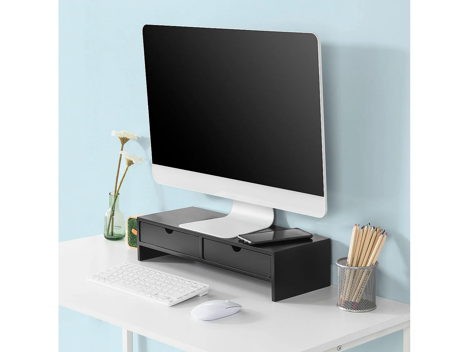 Monitorständer BBF02-SCH 47 x 11 x 18 cm Schwarz