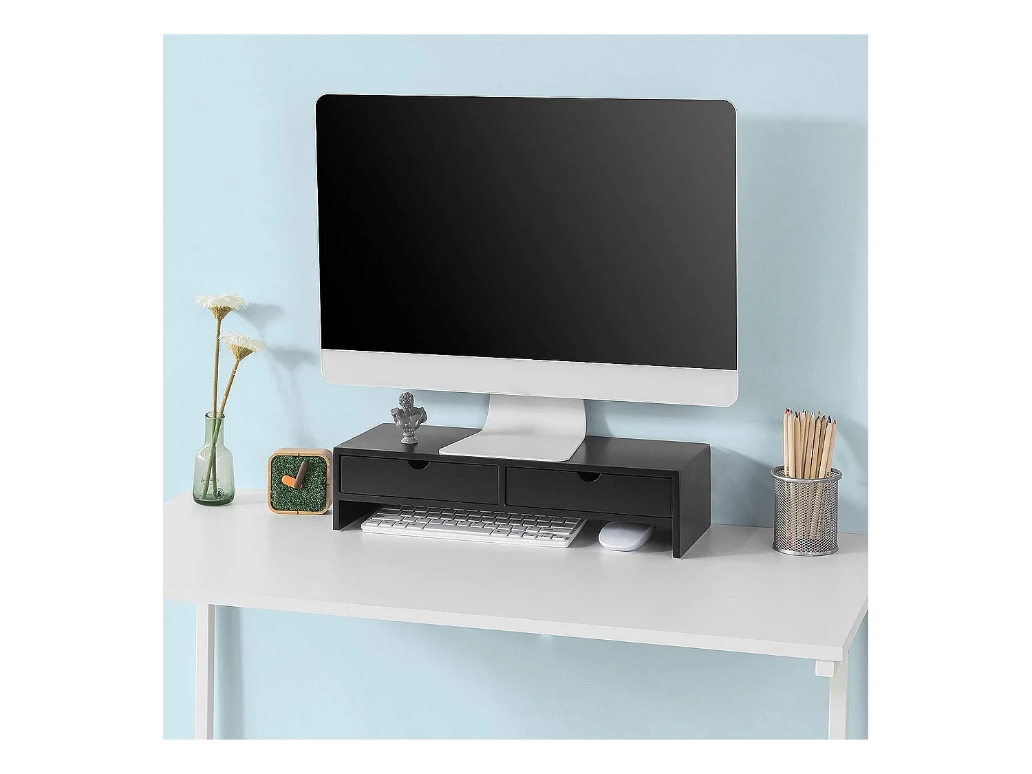 SoBuy BBF02-Sch Monitorstandaard Computerstandaard Bureau-organizer