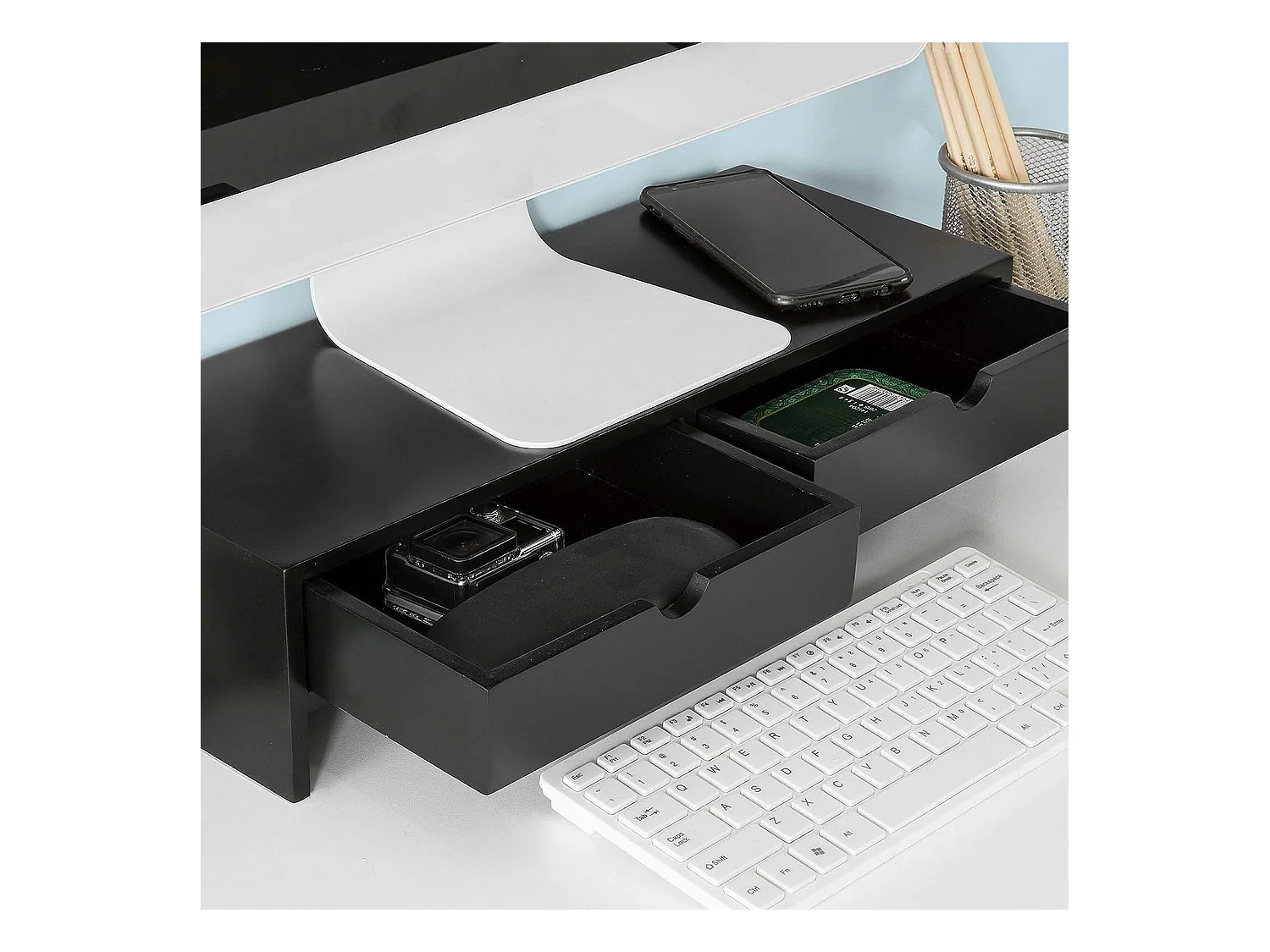 SoBuy BBF02-Sch Monitorstandaard Computerstandaard Bureau-organizer