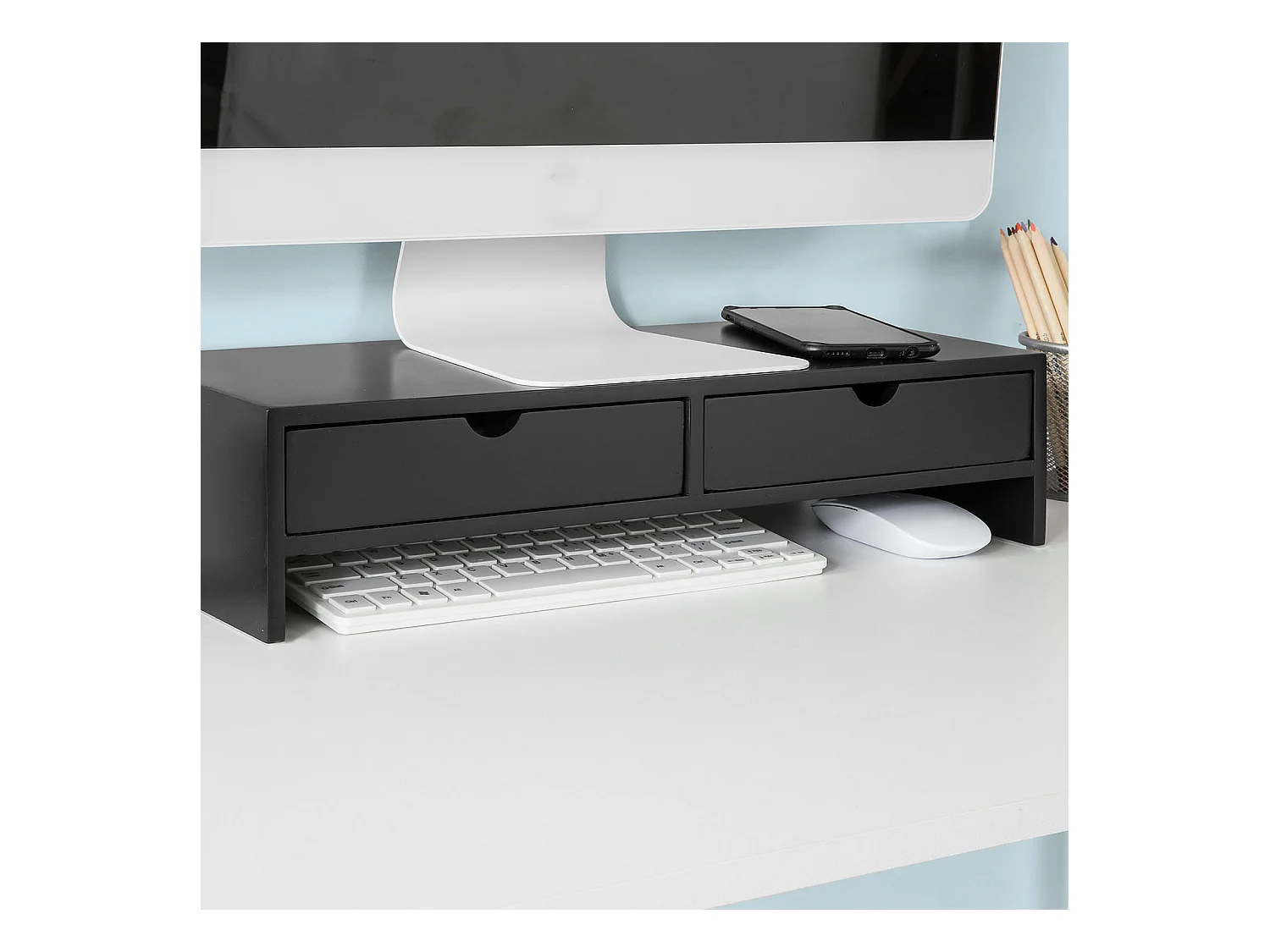 SoBuy BBF02-Sch Monitorstandaard Computerstandaard Bureau-organizer