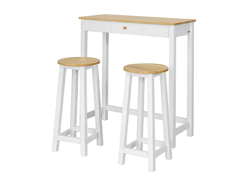 SoBuy Tavolo alto bar con 2 sgabelli Penisola cucina  A107 cm, FWT50-WN