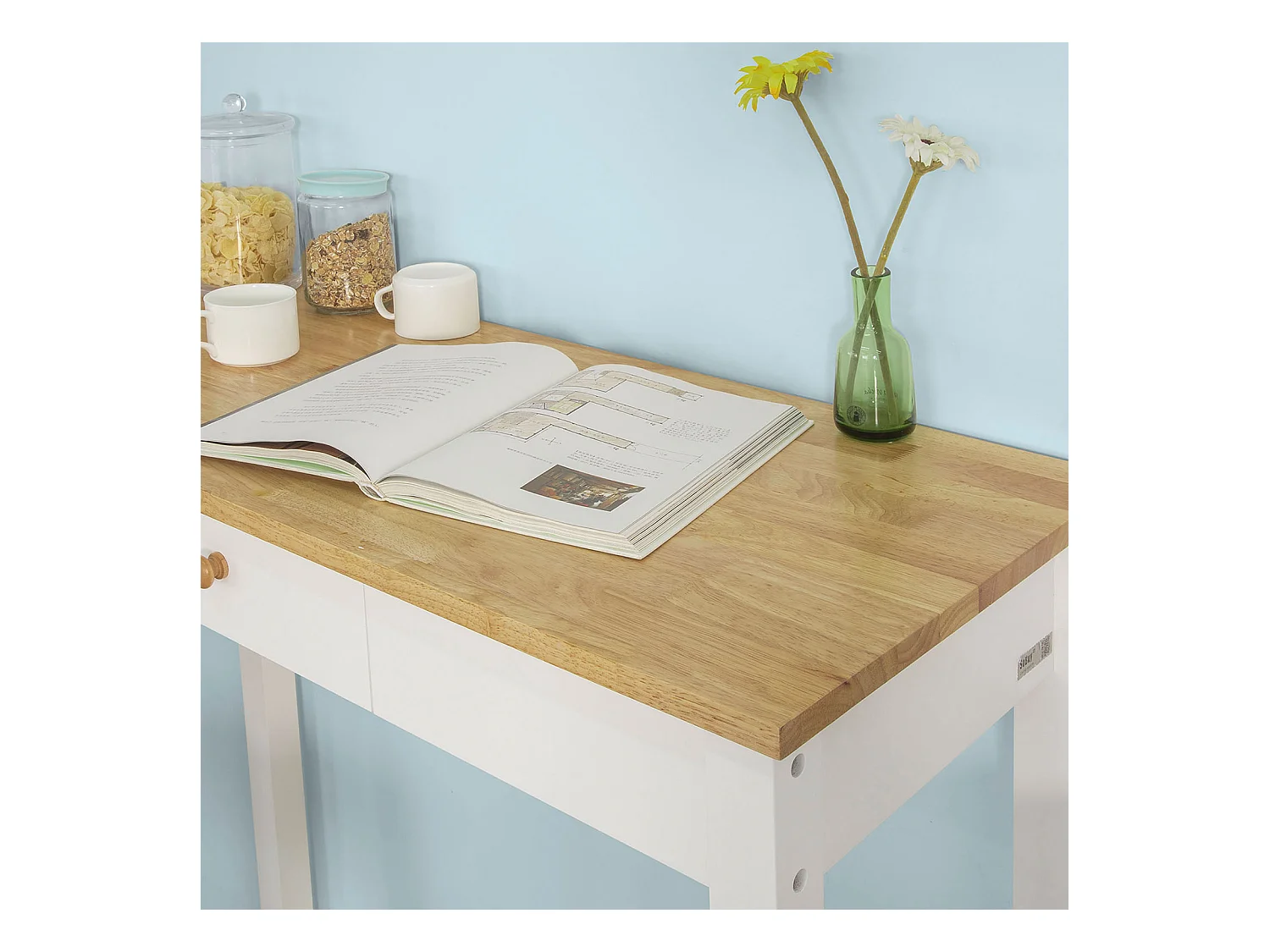 SoBuy FWT50-WN Stolik barowy i dwa hokery