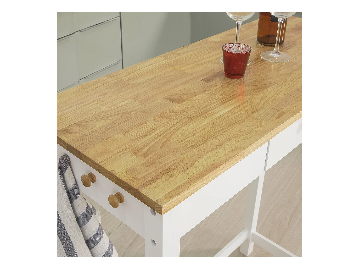 SoBuy FWT50-WN Stolik barowy i dwa hokery