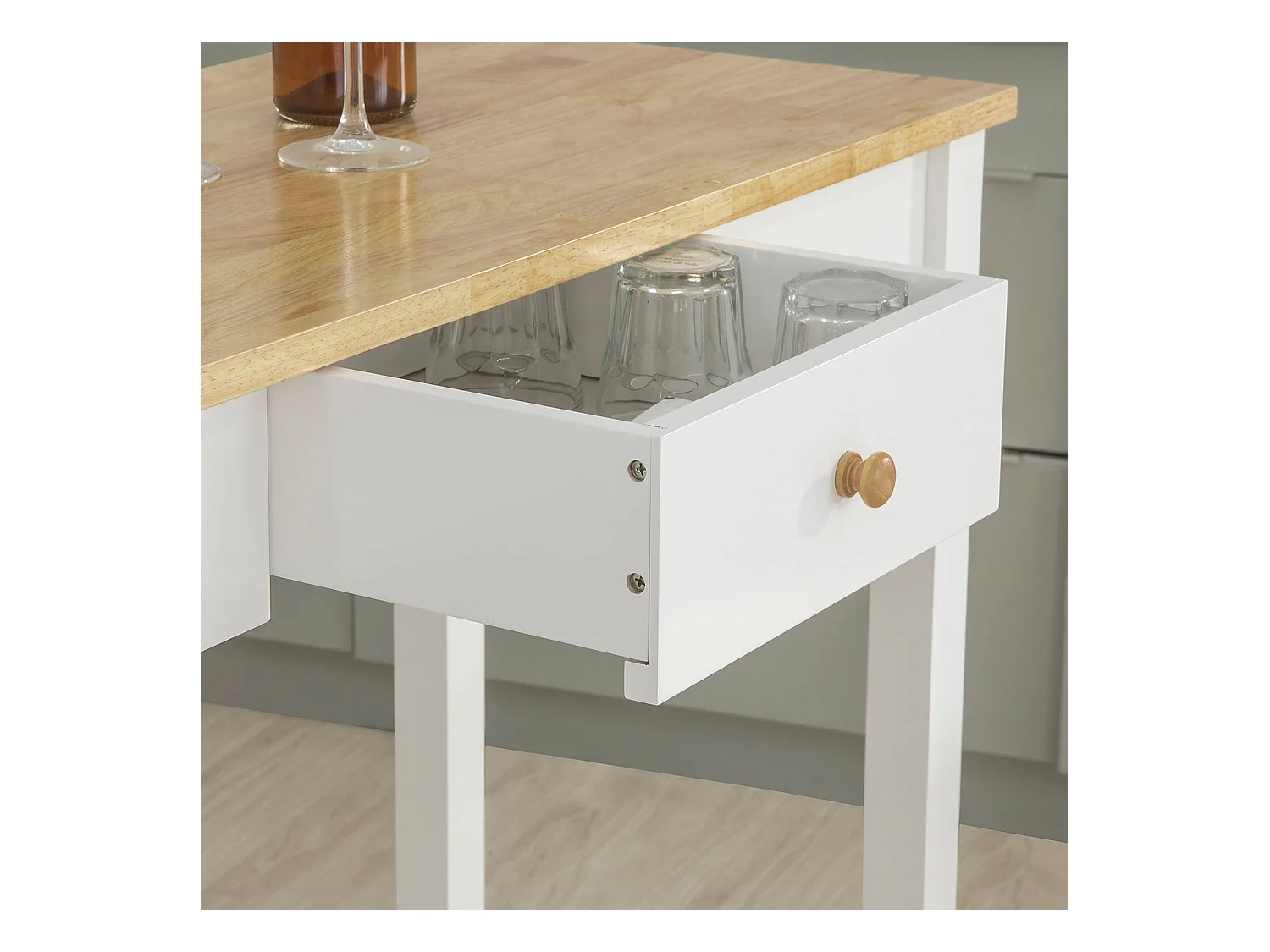 SoBuy FWT50-WN Stolik barowy i dwa hokery