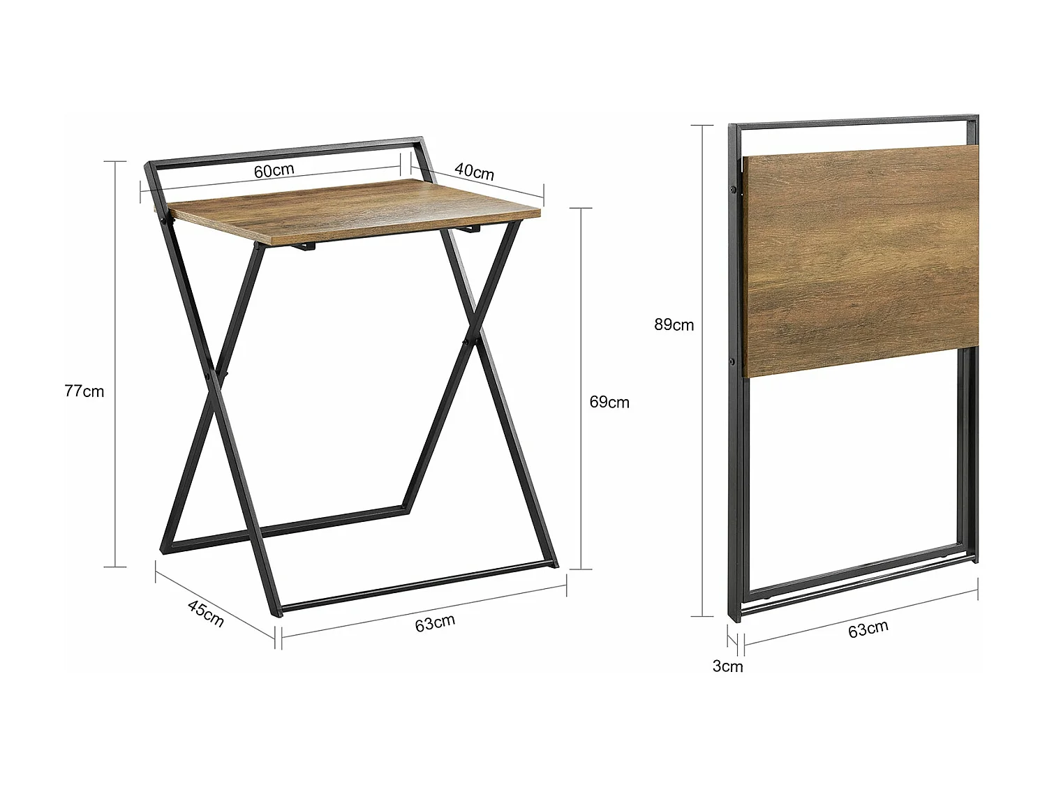 Mesa Escritorio Plegable Mesa Ordenador, Compacto sin ensamblaje Escritorio para Computadora Mesa de Estudio Diseño Industrial FWT88-F SoBuy ES