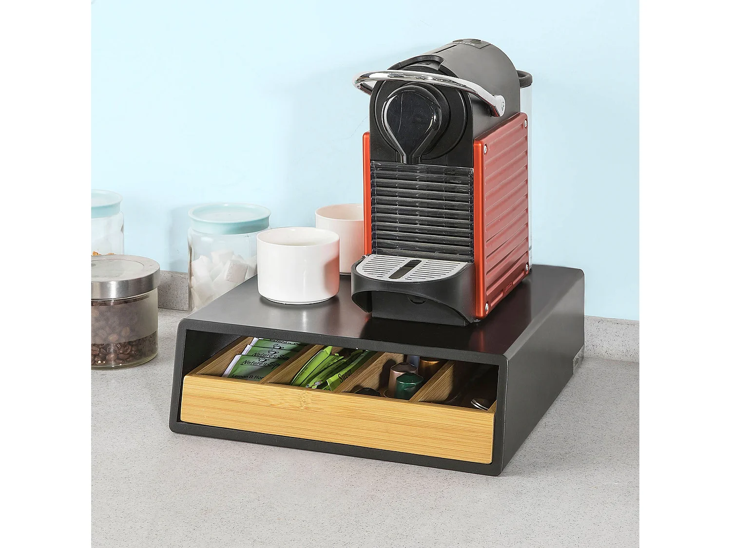 Boîte de Rangement à Tiroir pour Capsules de Thé et café Boîte à Capsules de Café, FRG280-Sch