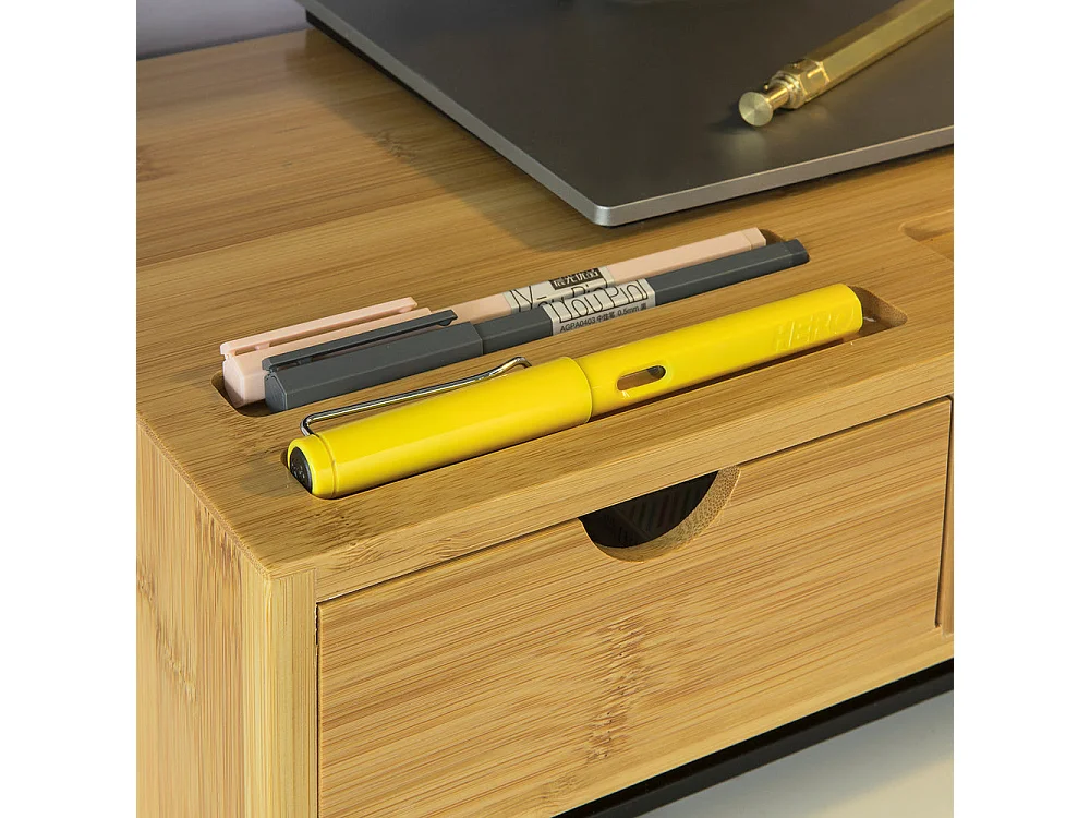 Podstawka pod monitor z szufladami w bambusie BBF03-N