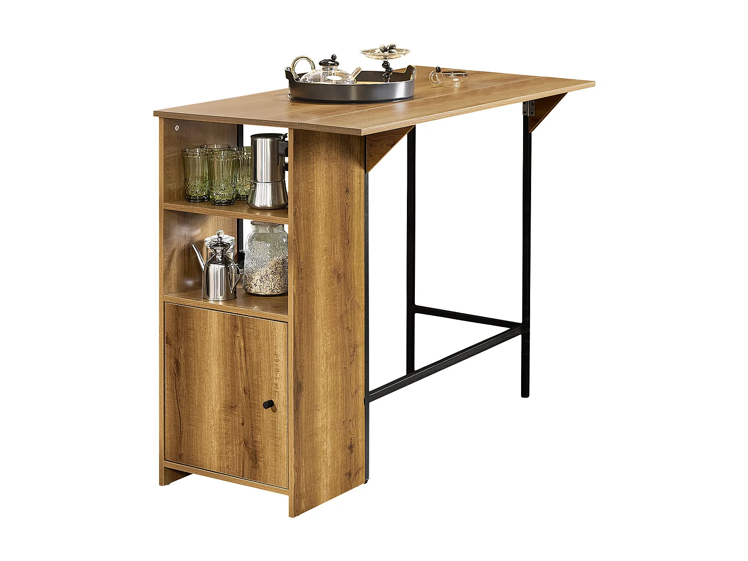 Bancone Bar Tavolo da pranzo con piano di lavoro espandibile Tavolo da balcone in design industriale 120x(45+18) x95 cm FWT98-PF SoBuy