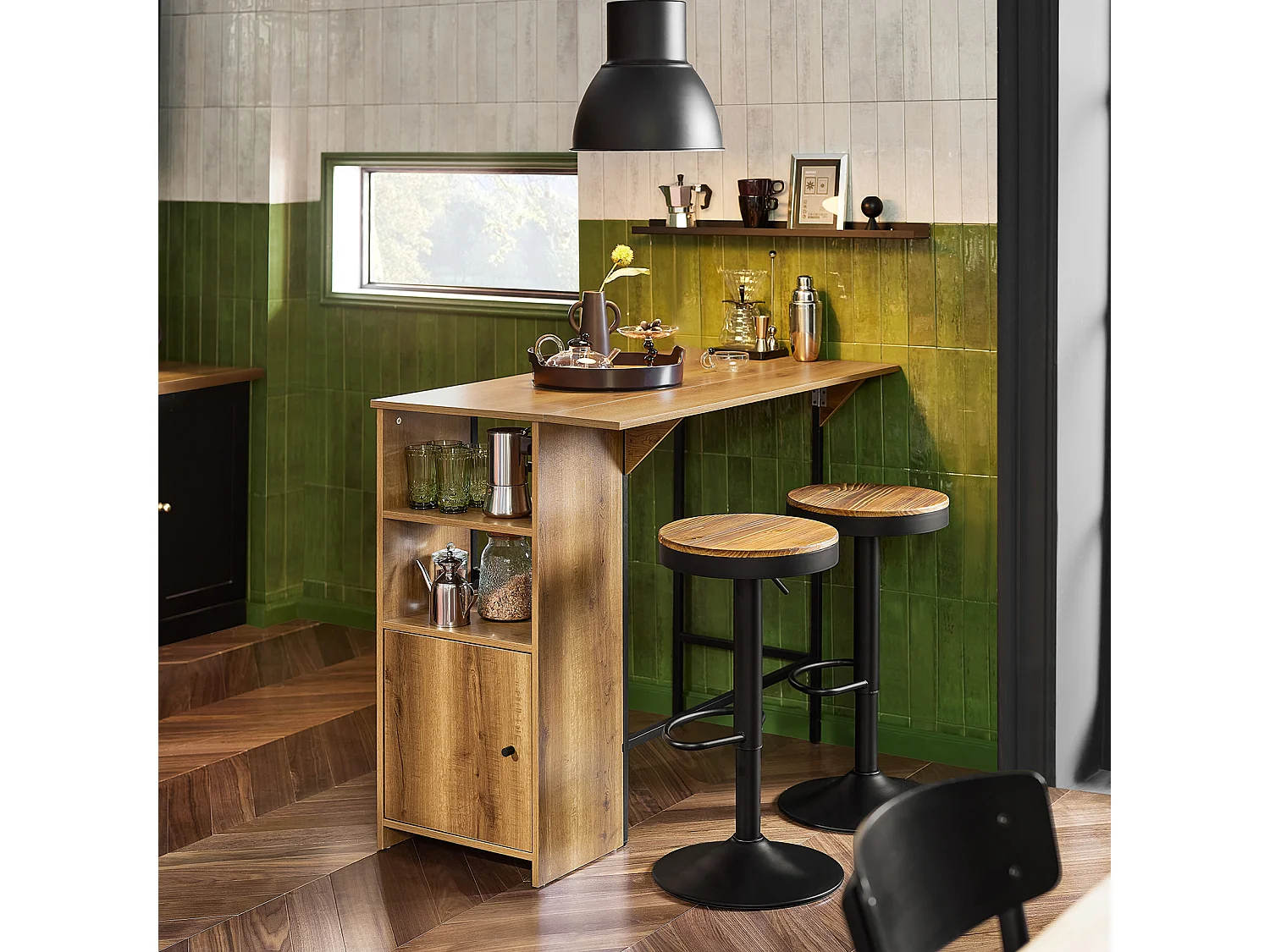 Bancone Bar Tavolo da pranzo con piano di lavoro espandibile Tavolo da balcone in design industriale 120x(45+18) x95 cm FWT98-PF SoBuy