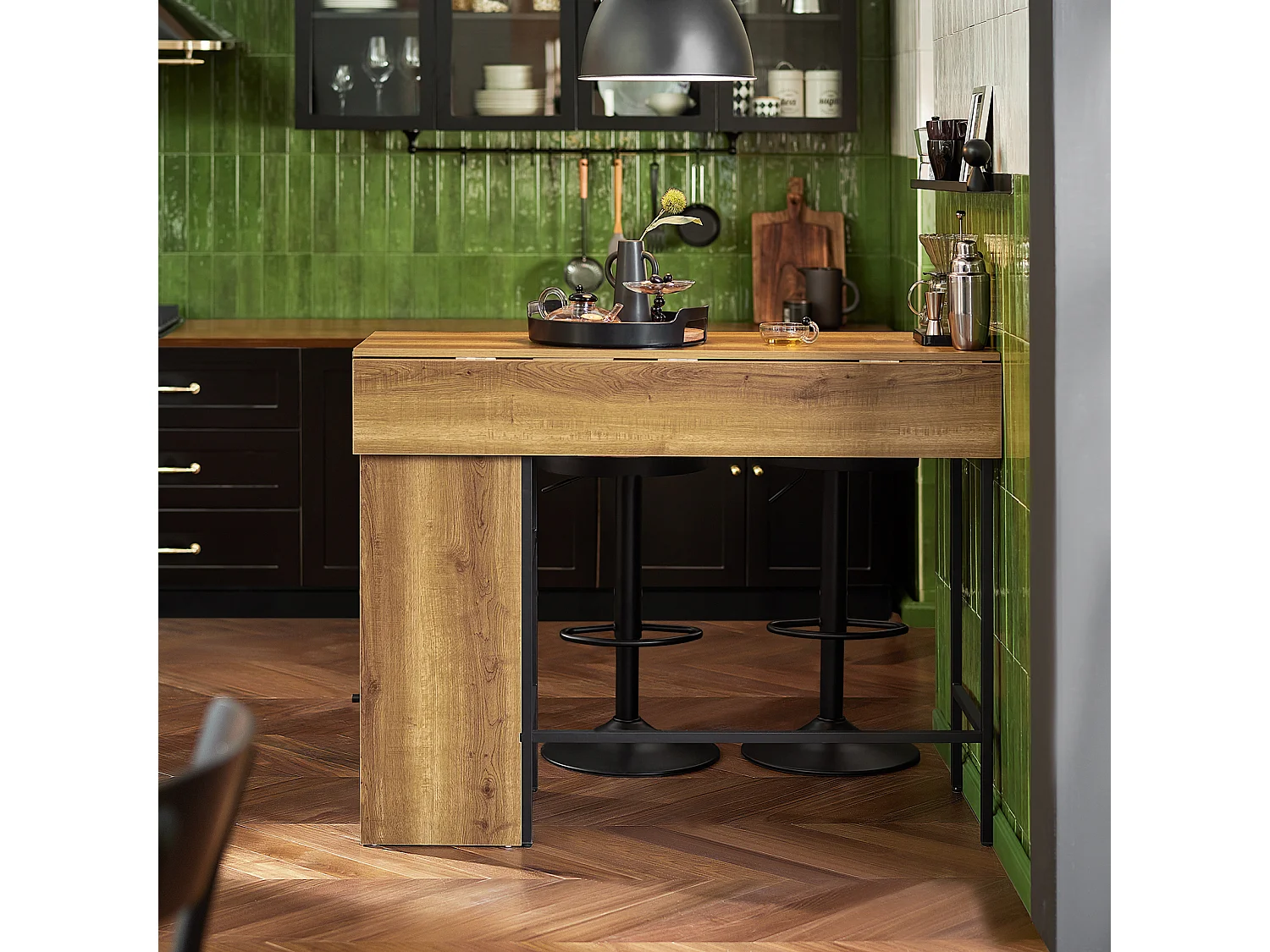 Bancone Bar Tavolo da pranzo con piano di lavoro espandibile Tavolo da balcone in design industriale 120x(45+18) x95 cm FWT98-PF SoBuy