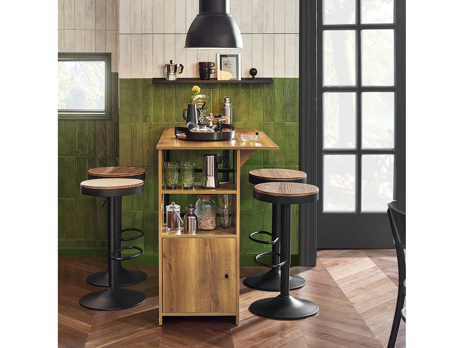 Bancone Bar Tavolo da pranzo con piano di lavoro espandibile Tavolo da balcone in design industriale 120x(45+18) x95 cm FWT98-PF SoBuy