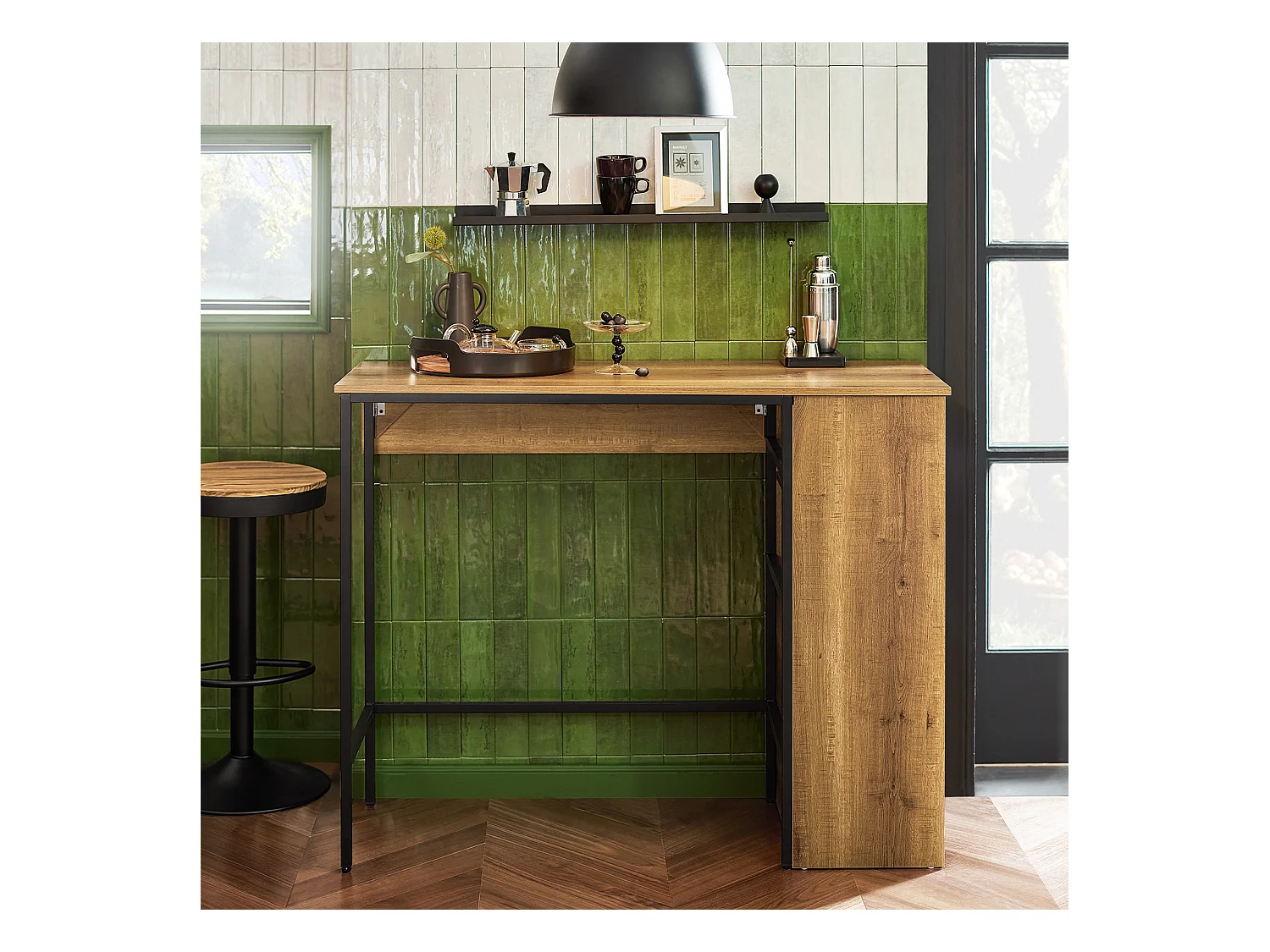 Table de Bar, Table Haute de Bar, Table de Cuisine, Table à Manger, Mange-Debout, FWT98-PF