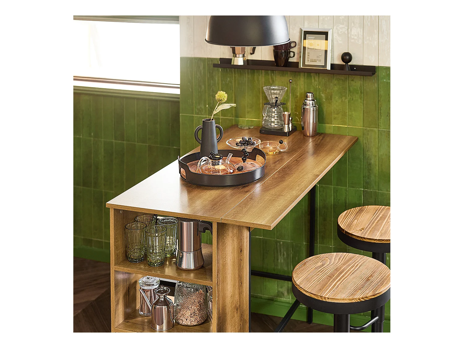 Table de Bar, Table Haute de Bar, Table de Cuisine, Table à Manger, Mange-Debout, FWT98-PF