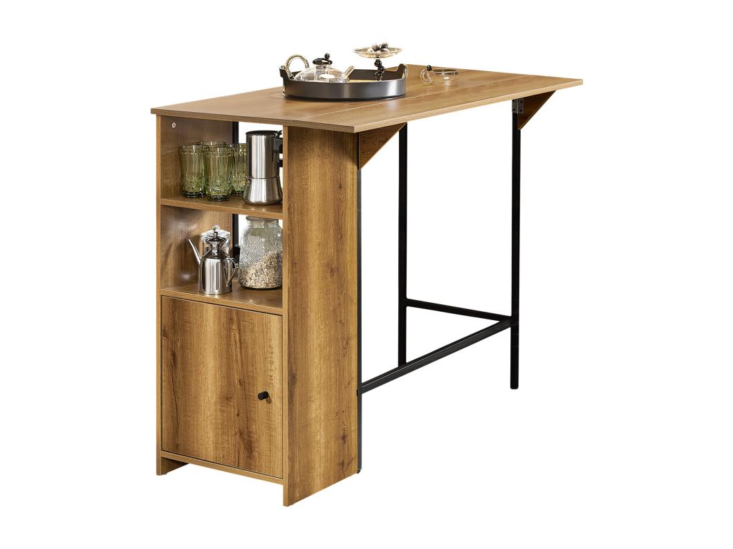 SoBuy FWT98-PF Bartafel, Eettafel, Hoge Tafel, Tafel met Opbergrek, Houders voor Wijnglazen en Flessen, Keukentafel