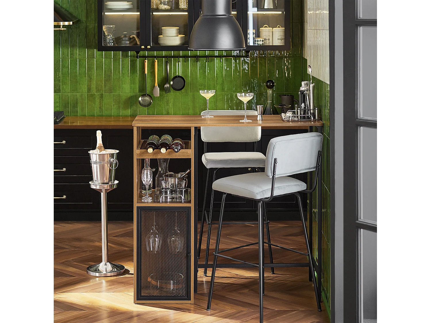 Bancone Bar Tavolo da pranzo Tavolo da balcone in design industriale, 110x50x105cm FWT97-PF SoBuy