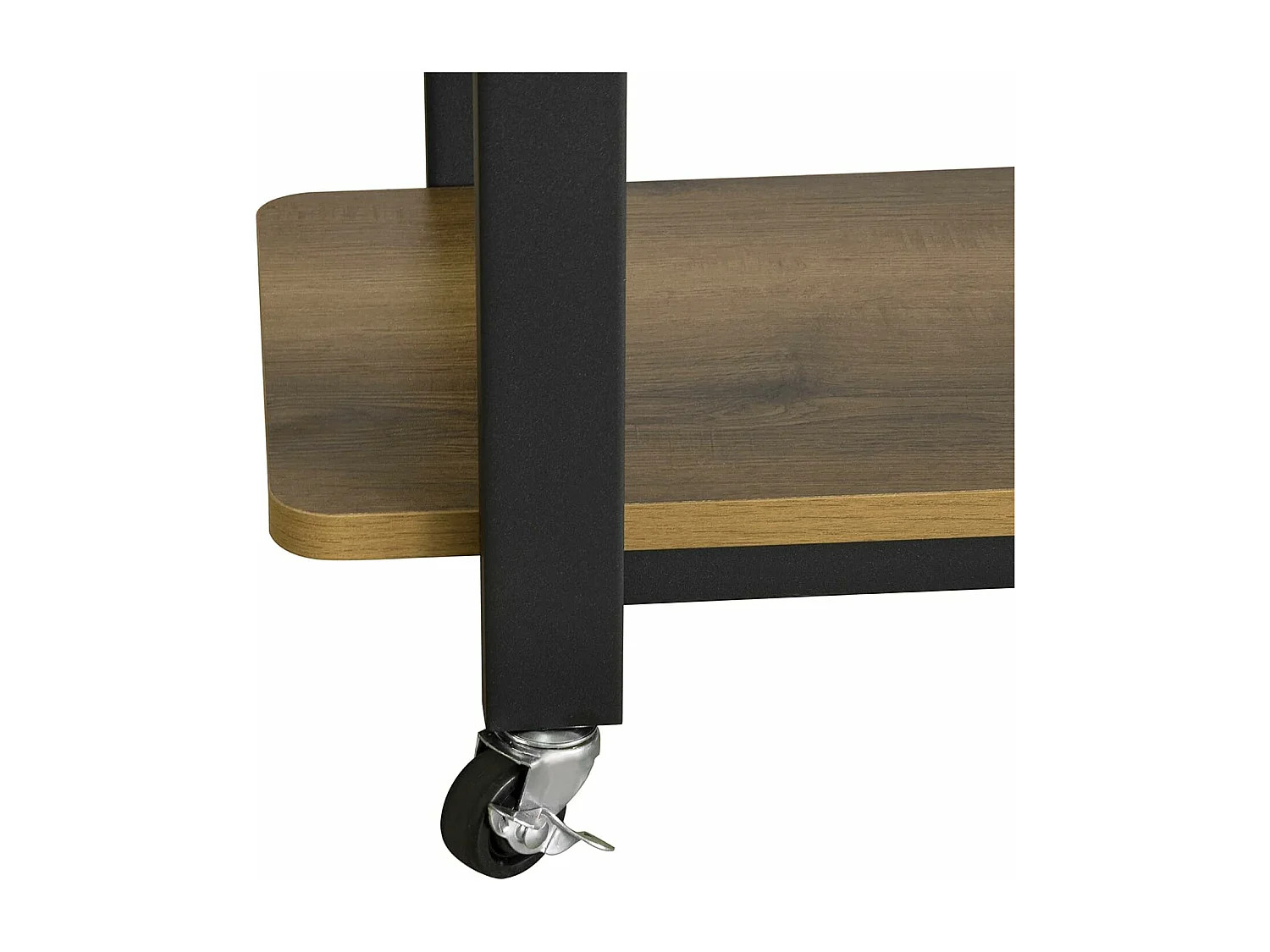 SoBuy FWT83-PF Draaibare bijzettafel, eindbank met wielen, verrijdbare consoletafel met 2 planken