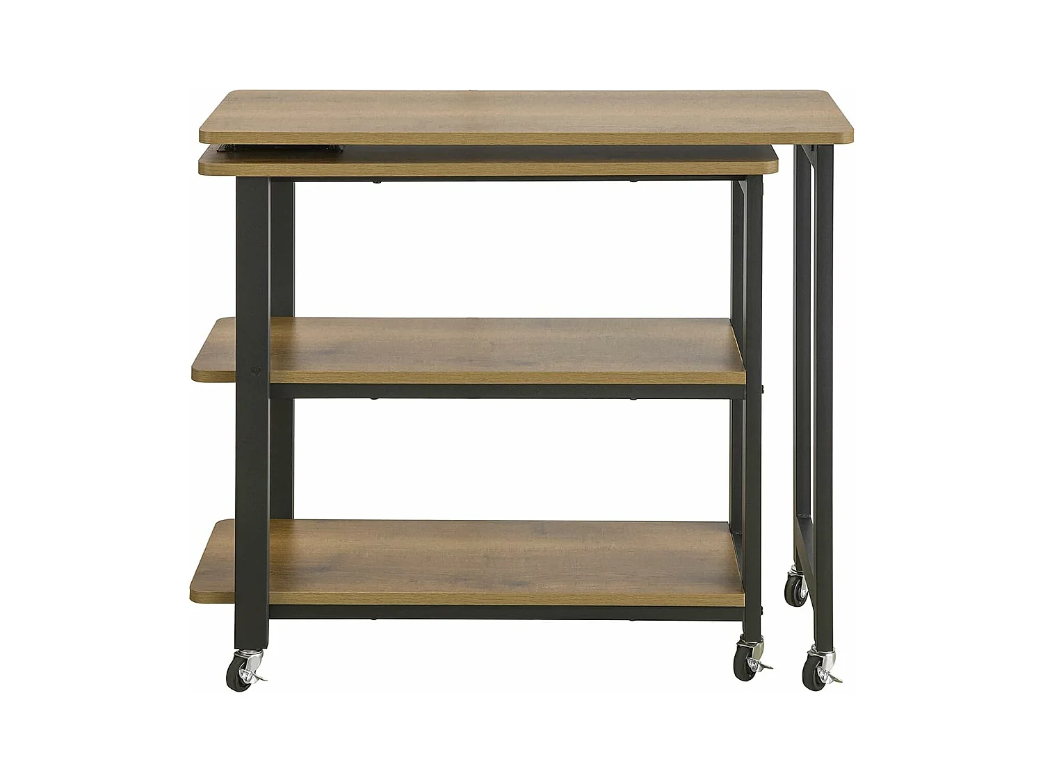 Table d'appoint Rotative, Bout de Canapé à Roulettes, Table Console Mobile avec 2 étagères, FWT83-PF