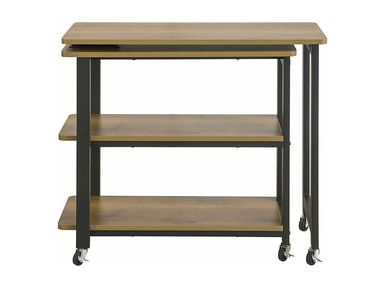 Table d'appoint Rotative, Bout de Canapé à Roulettes, Table Console Mobile avec 2 étagères, FWT83-PF