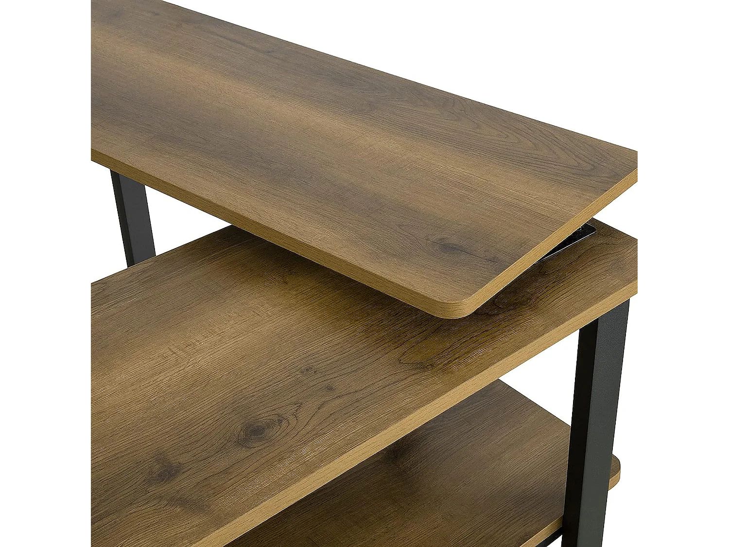 Table d'appoint Rotative, Bout de Canapé à Roulettes, Table Console Mobile avec 2 étagères, FWT83-PF