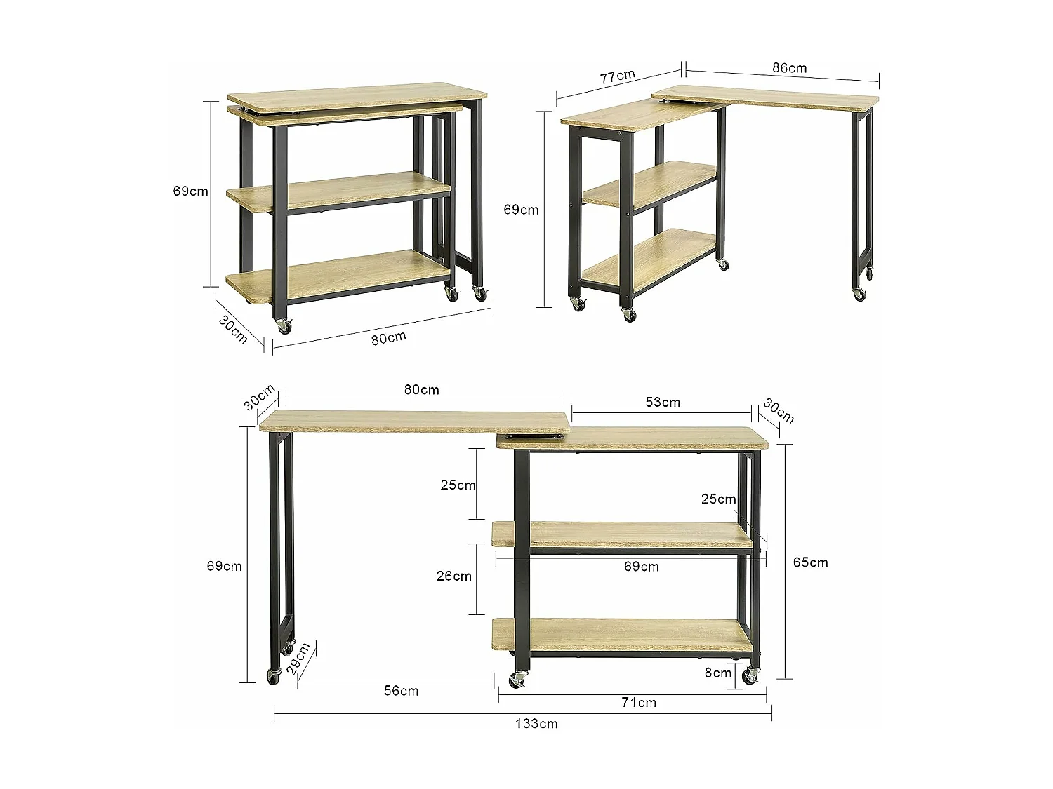 Schreibtisch FWT83-N 133 x 69 x 30 cm Natur