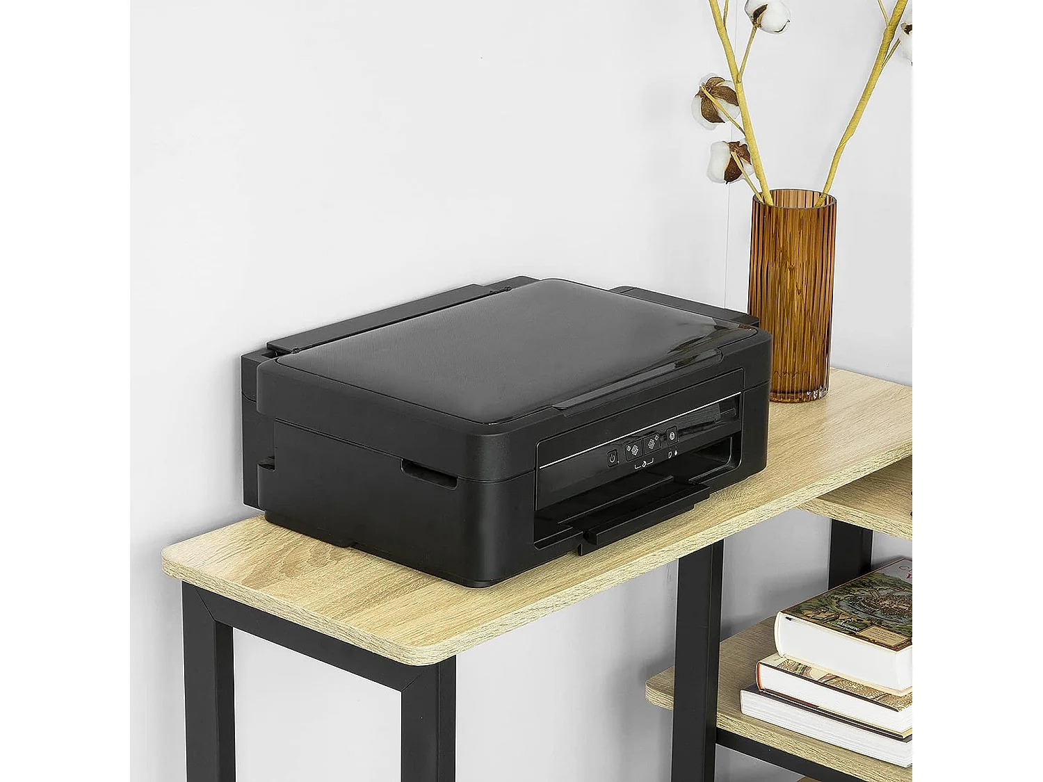 Table d'appoint Rotative, Bout de Canapé à roulettes, Table Console Mobile avec 2 étagères, FWT83-N