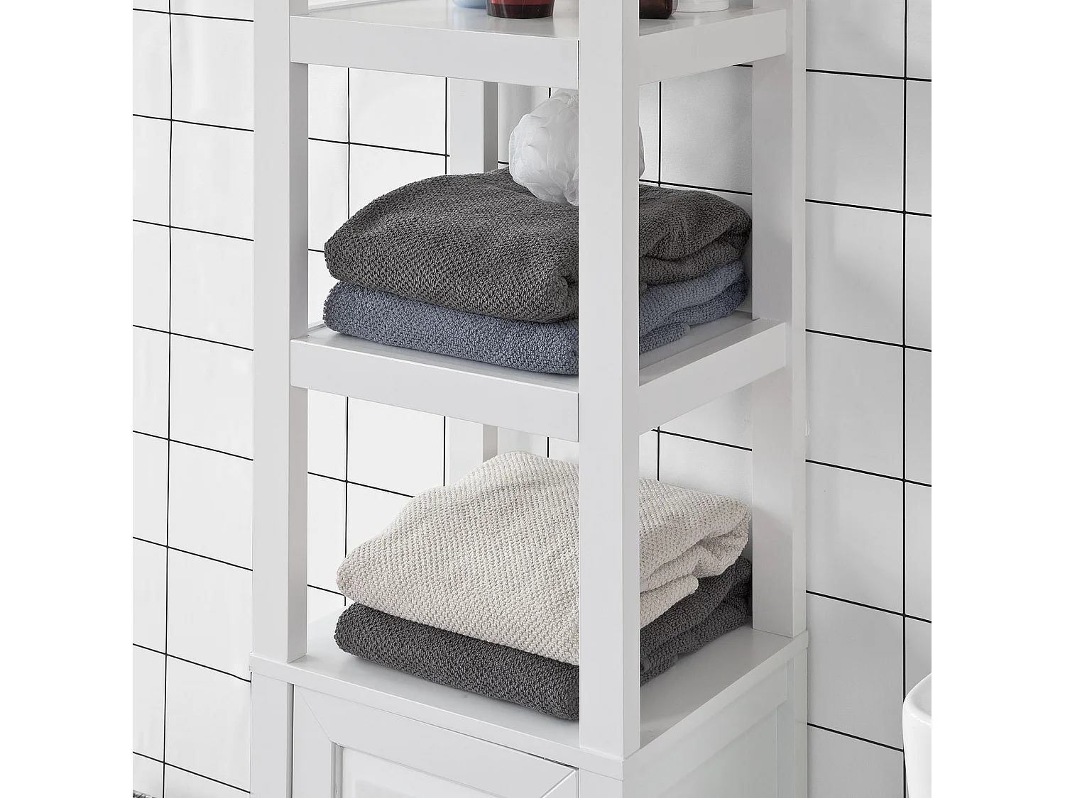 Meuble Colonne de Salle de Bain Armoire Toilette haute – Blanc, FRG205-W