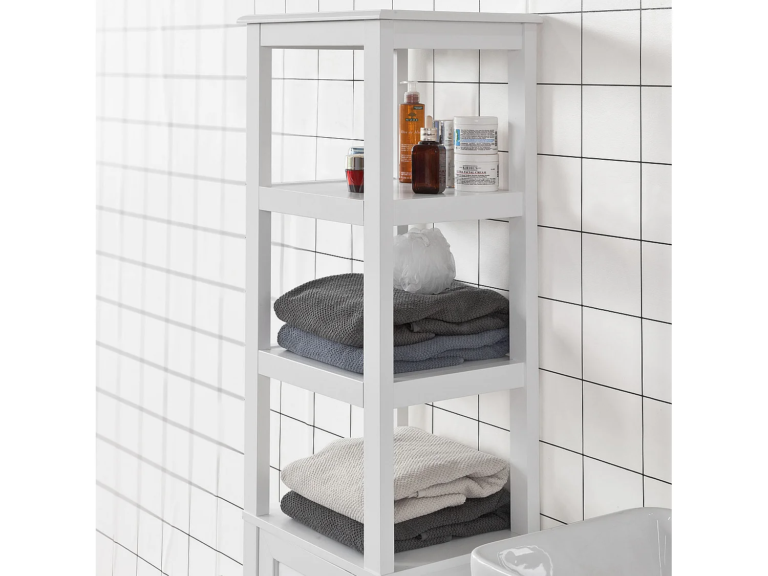 Meuble Colonne de Salle de Bain Armoire Toilette haute – Blanc, FRG205-W