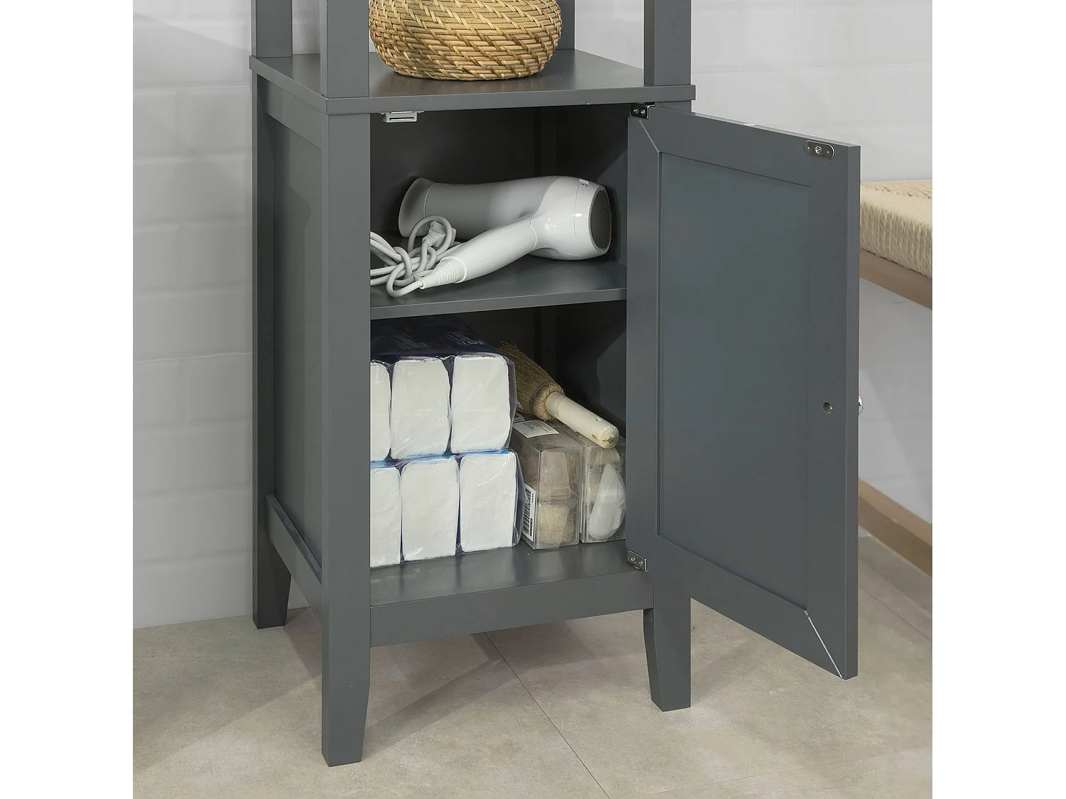 Meuble Colonne de Salle de Bain Armoire Toilette Haute, FRG205-DG