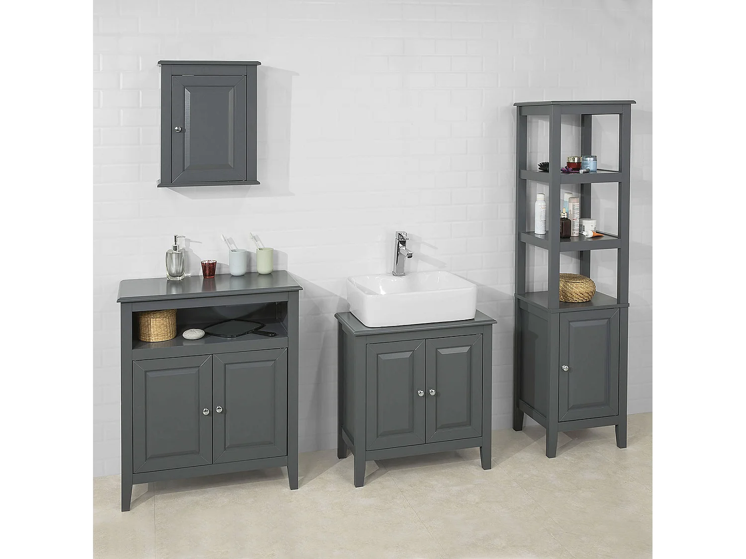 Meuble Colonne de Salle de Bain Armoire Toilette Haute, FRG205-DG