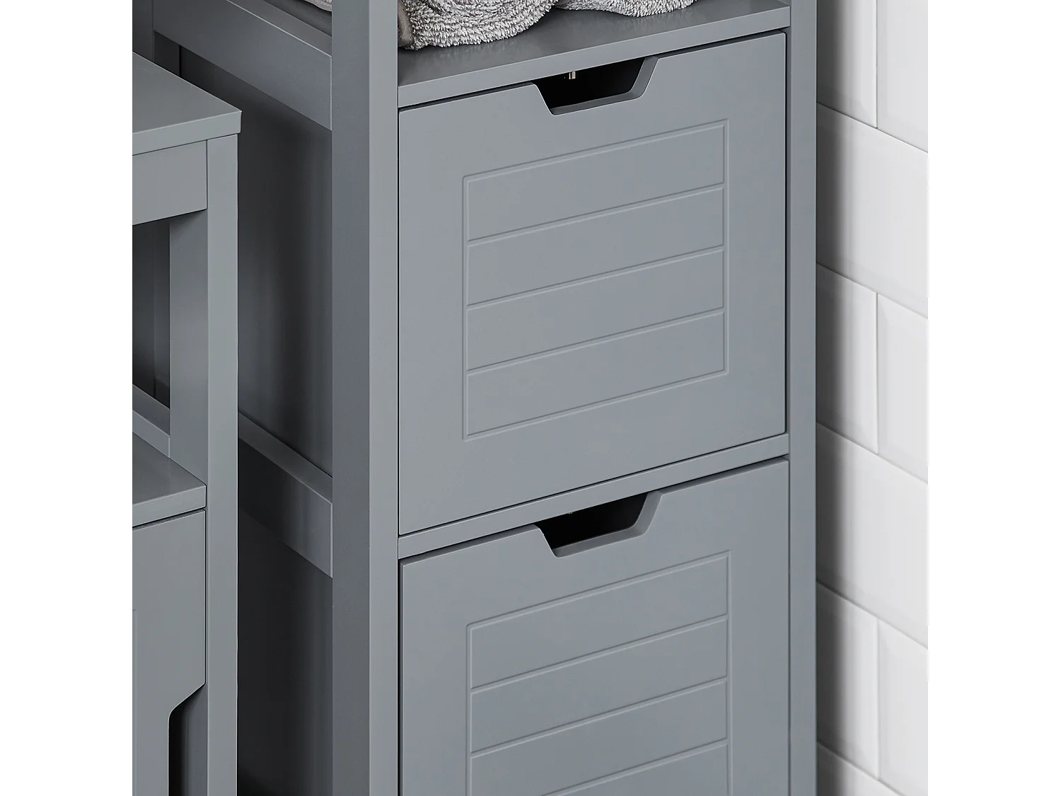Mueble Columna de baño Armario para baño-1 estantes y 2 Cajones Gris Oscuro FRG127-SG SoBuy ES