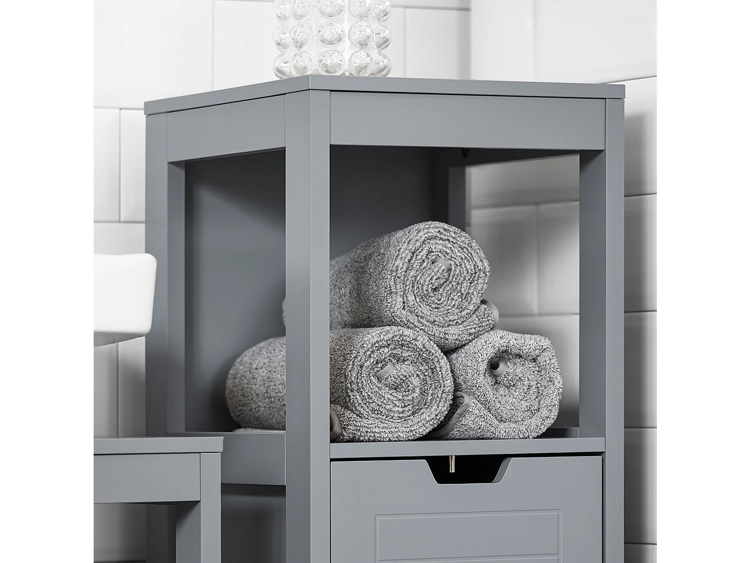 Mueble Columna de baño Armario para baño-1 estantes y 2 Cajones Gris Oscuro FRG127-SG SoBuy ES