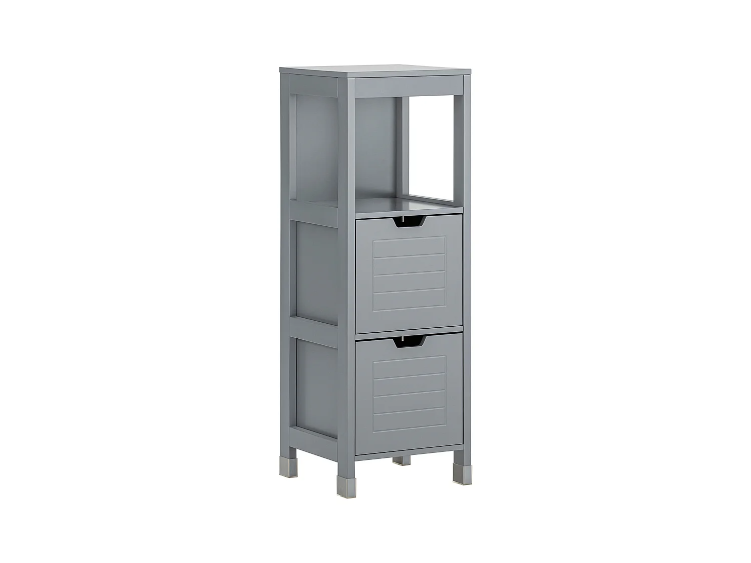 Meuble Demi-Colonne Meuble Bas de Salle de Bain Armoire Toilette- 1 étage et 2 tiroirs, FRG127-SG