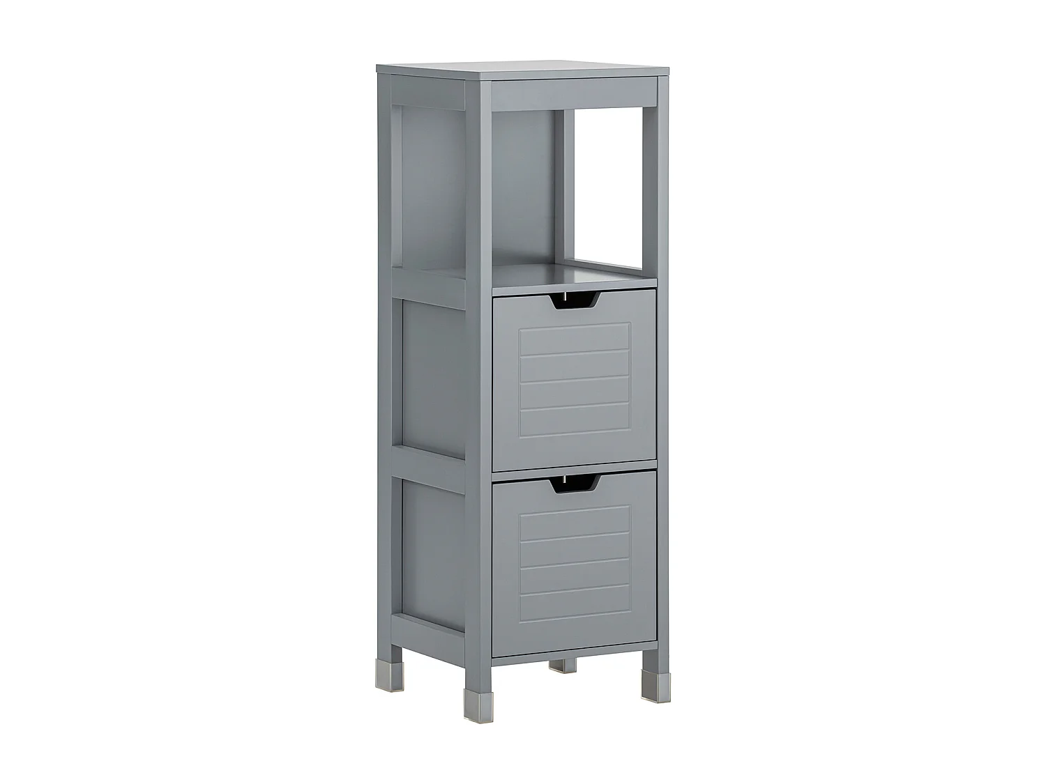 Meuble Demi-Colonne Meuble Bas de Salle de Bain Armoire Toilette- 1 étage et 2 tiroirs, FRG127-SG