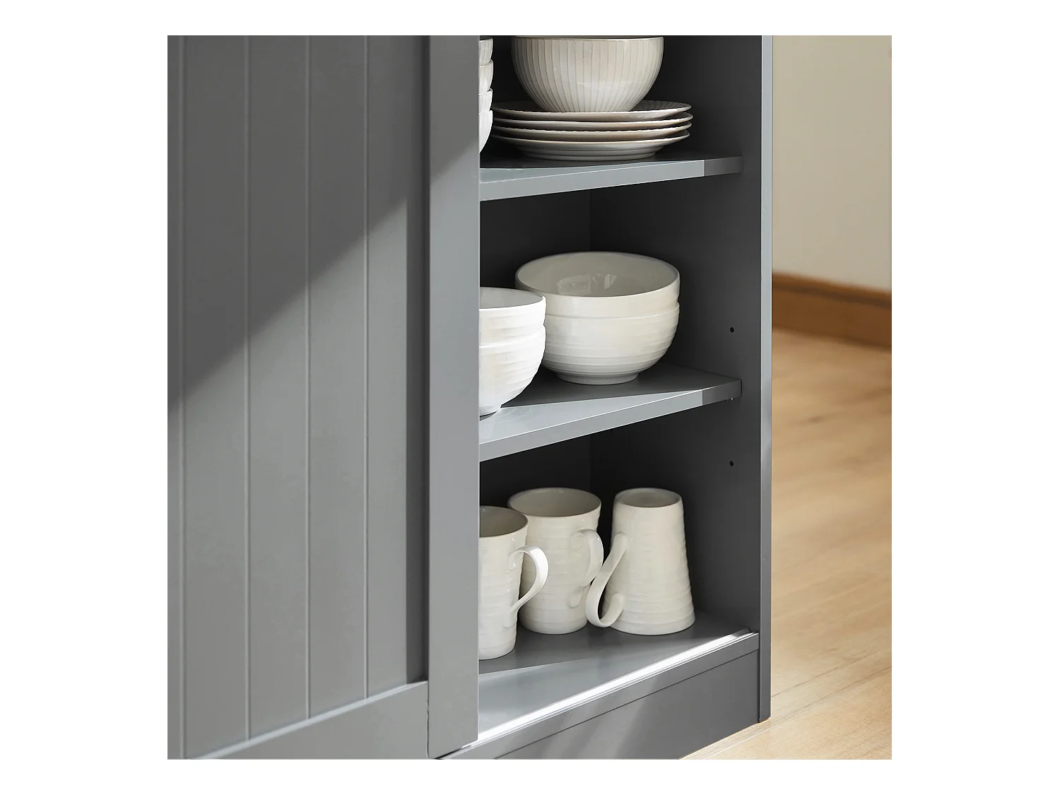 SoBuy FSB36-HG Opbergkast Keukenkast Keukeneiland Multi-Opbergkast Keukenkast met schuifdeuren