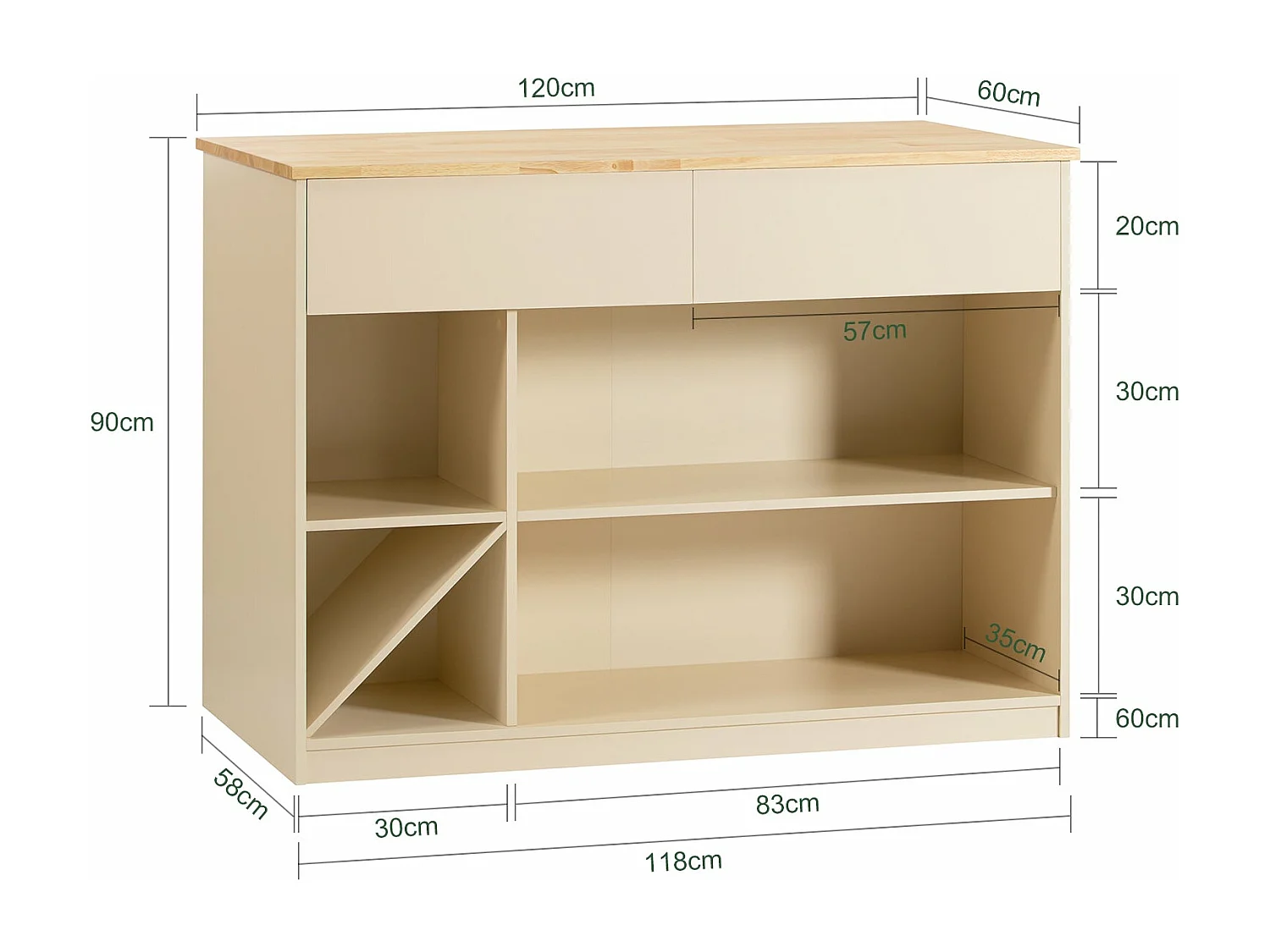 îlot Central de Cuisine Placard de Cuisine Buffet de Rangement Armoire Multi-rangements , KNL04-MI