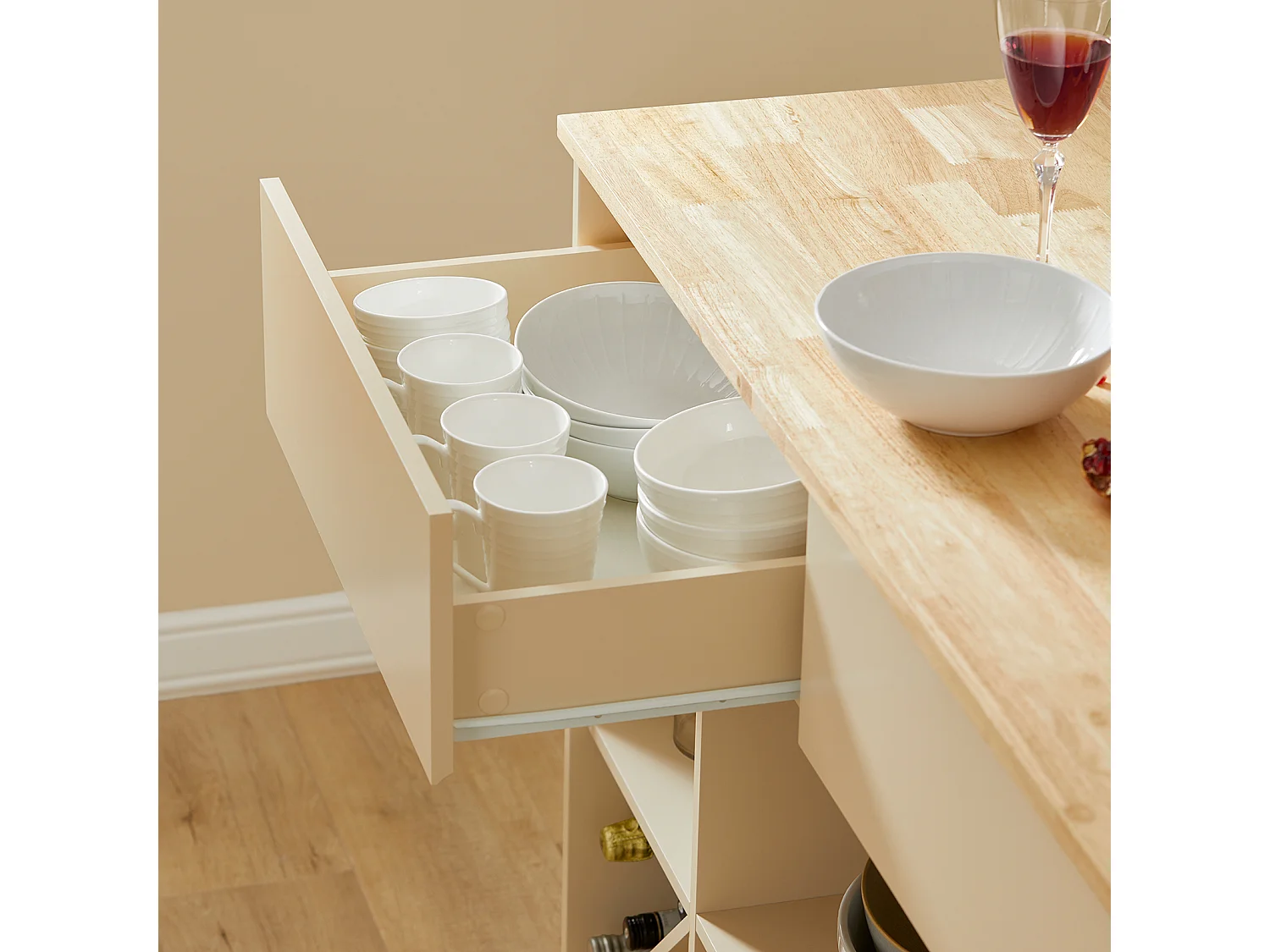 îlot Central de Cuisine Placard de Cuisine Buffet de Rangement Armoire Multi-rangements , KNL04-MI